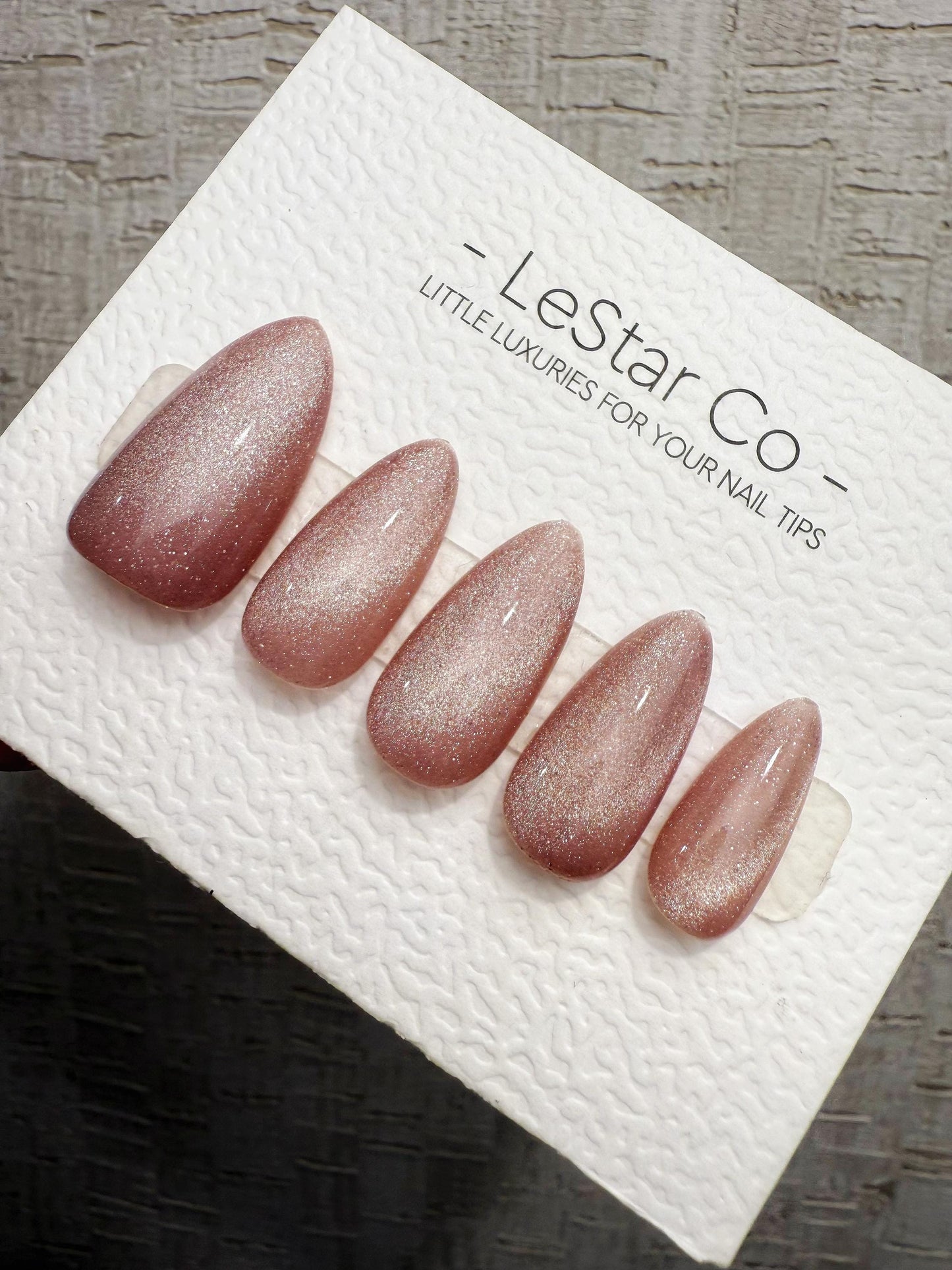 Handmade Press On Dusty Rose Cat Eye Gel Acrylic Nails 4for3 Timed Offer