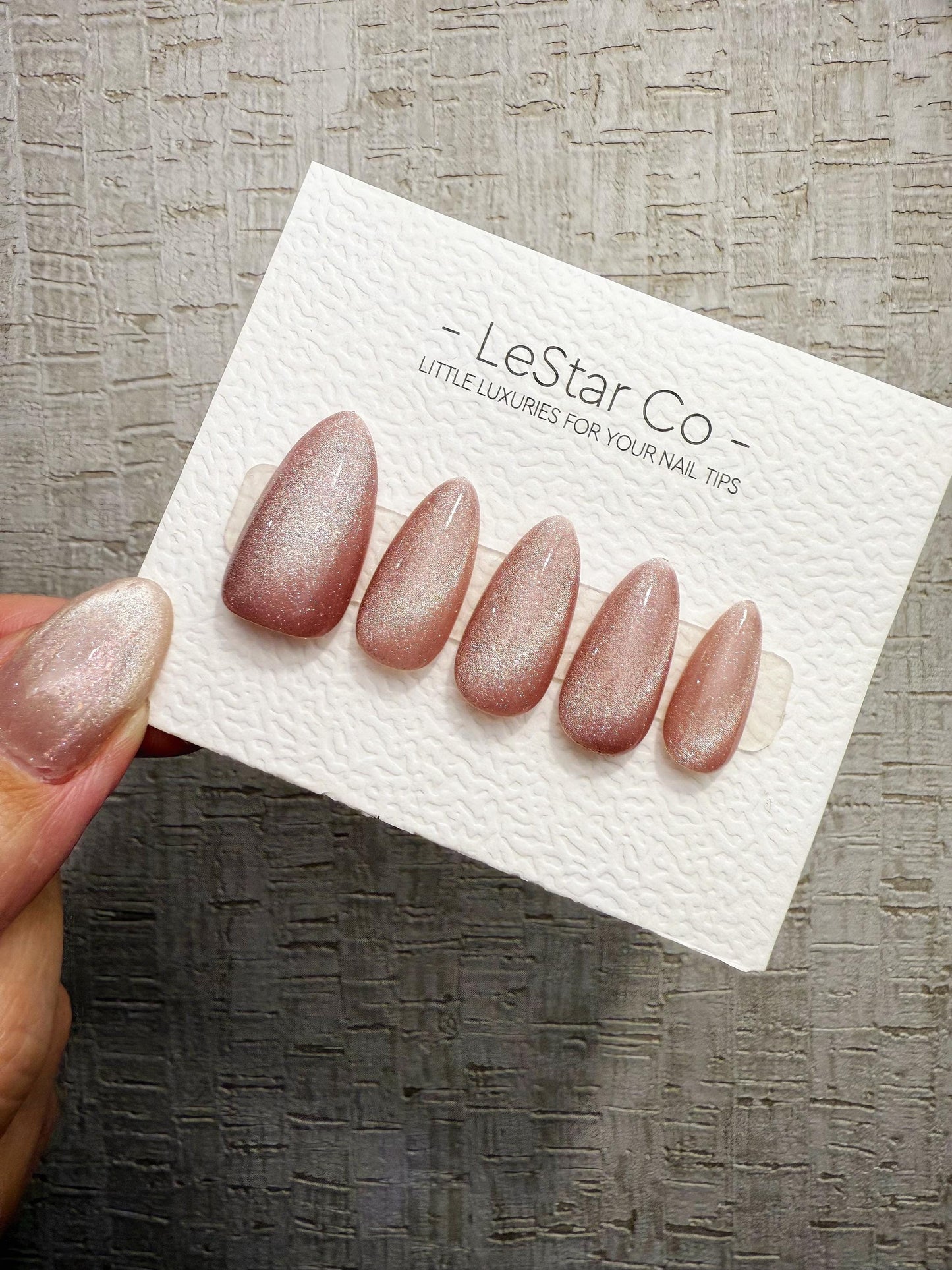 Handmade Press On Dusty Rose Cat Eye Gel Acrylic Nails 4for3 Timed Offer