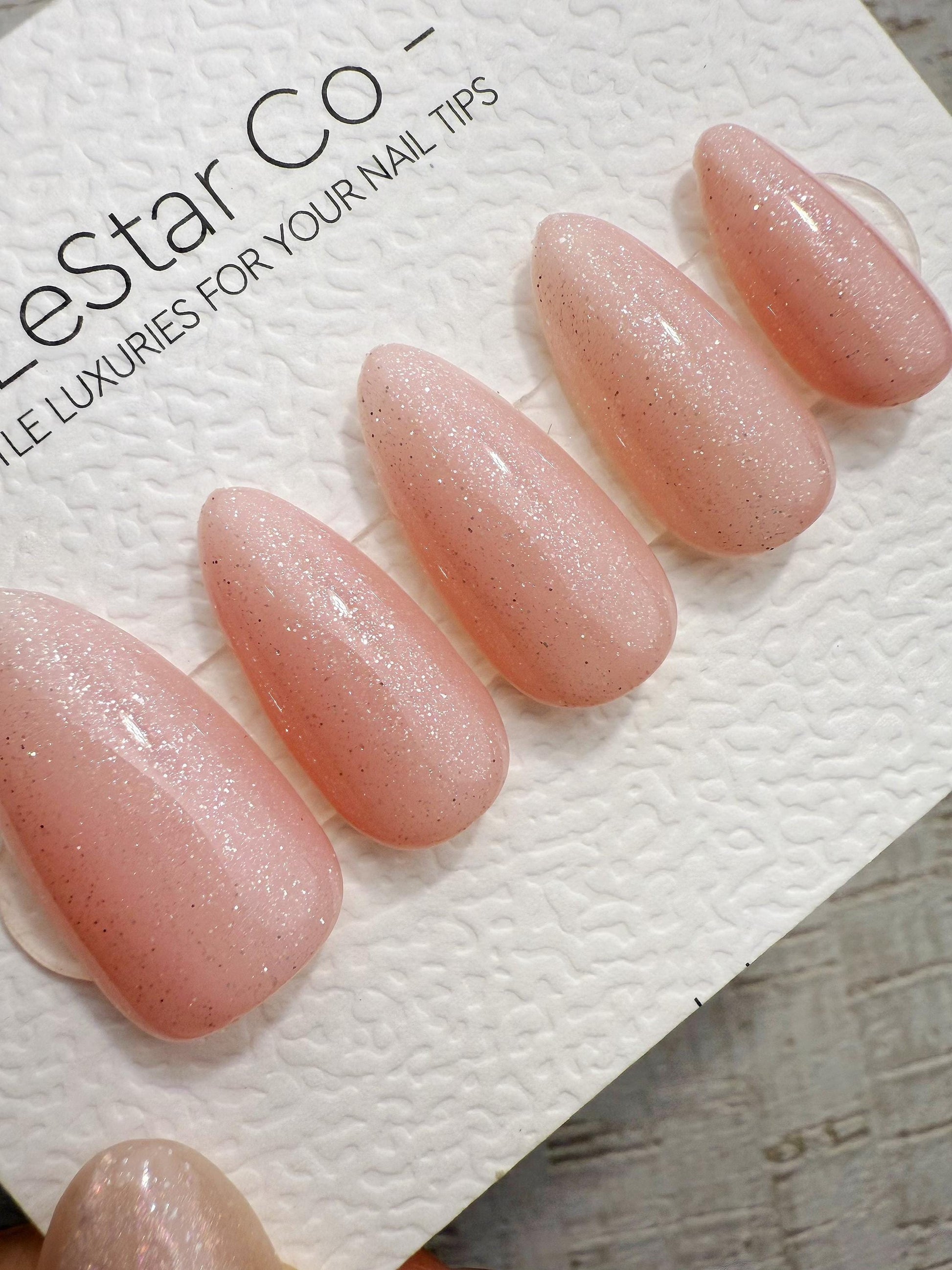 Handmade Press On Bare Blush Glitter Gel Acrylic Nails 4for3 Timed Offer