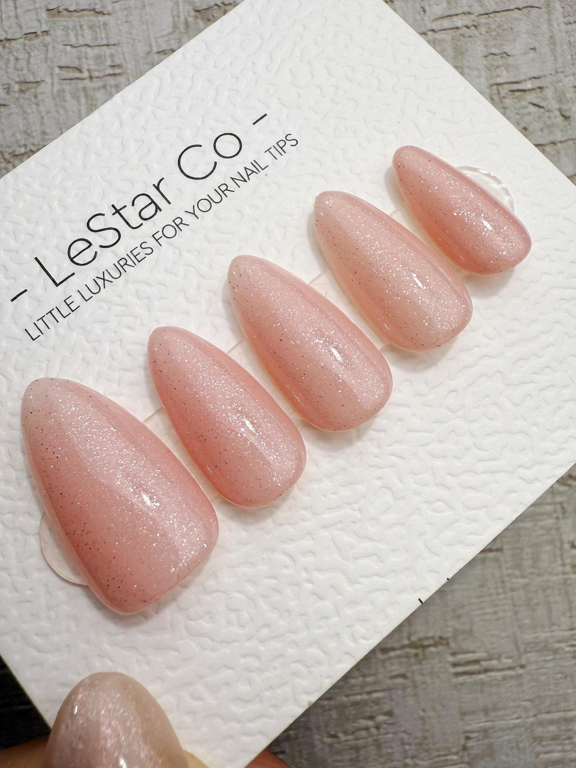 Handmade Press On Bare Blush Glitter Gel Acrylic Nails 4for3 Timed Offer