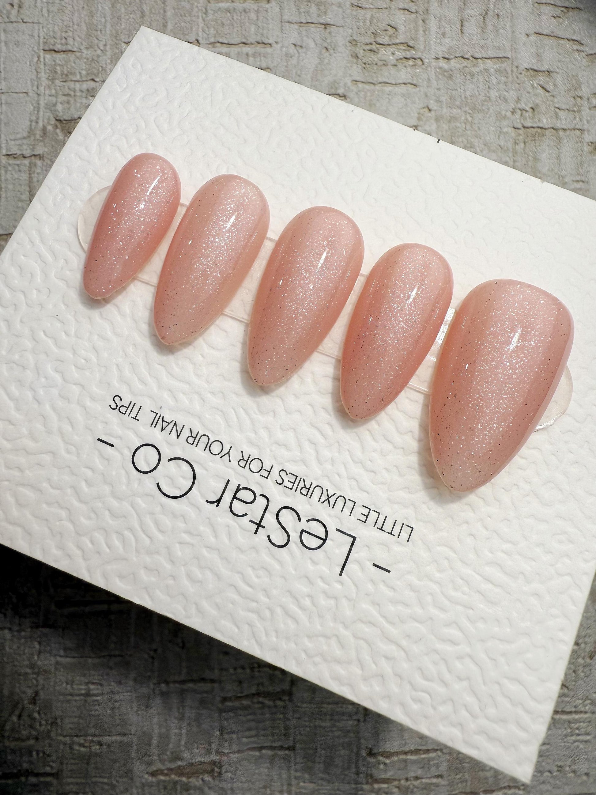 Handmade Press On Bare Blush Glitter Gel Acrylic Nails 4for3 Timed Offer