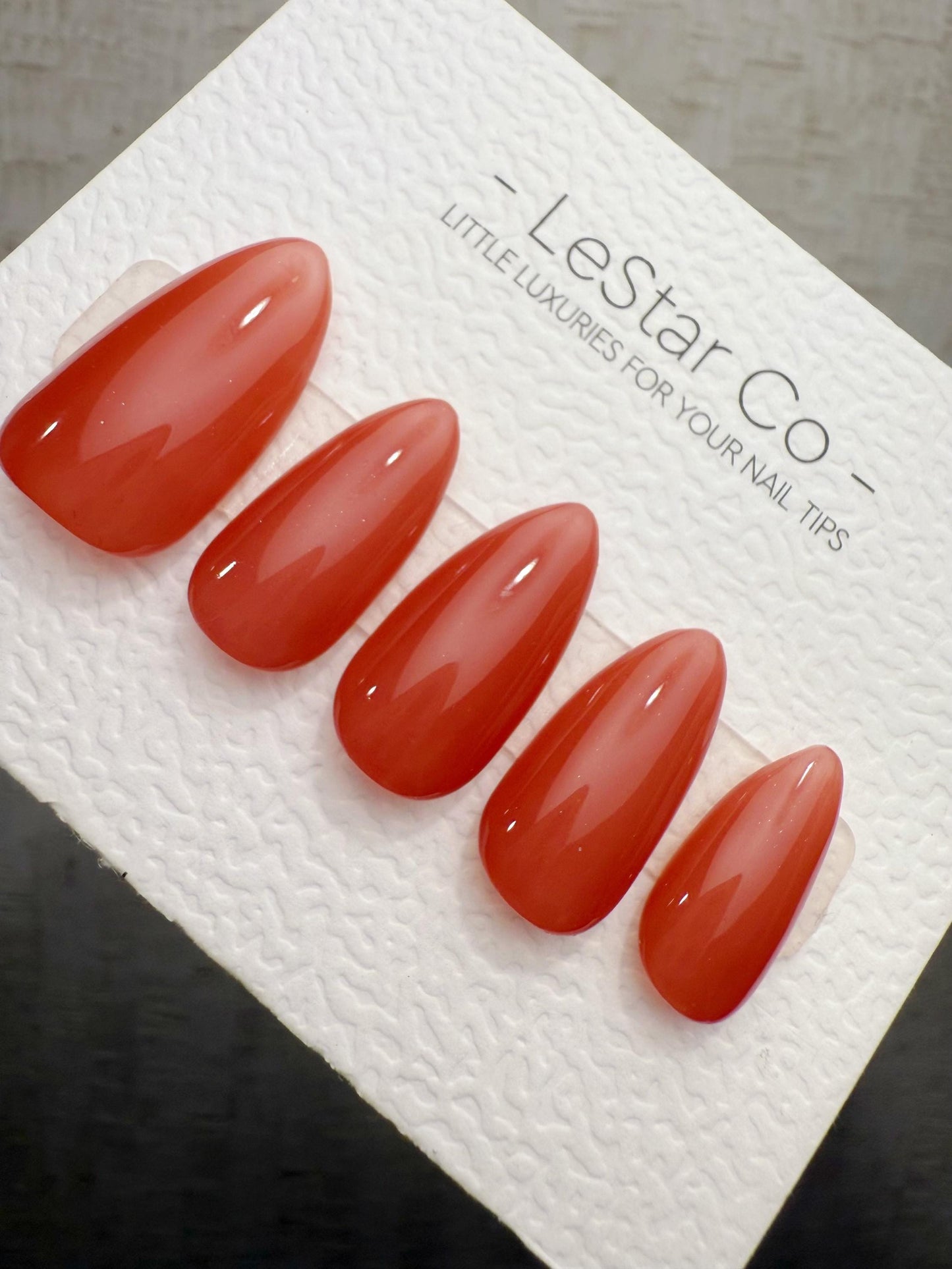 Handmade Press On Blood Orange Tint Gel Acrylic Nails 4for3 Timed Offer