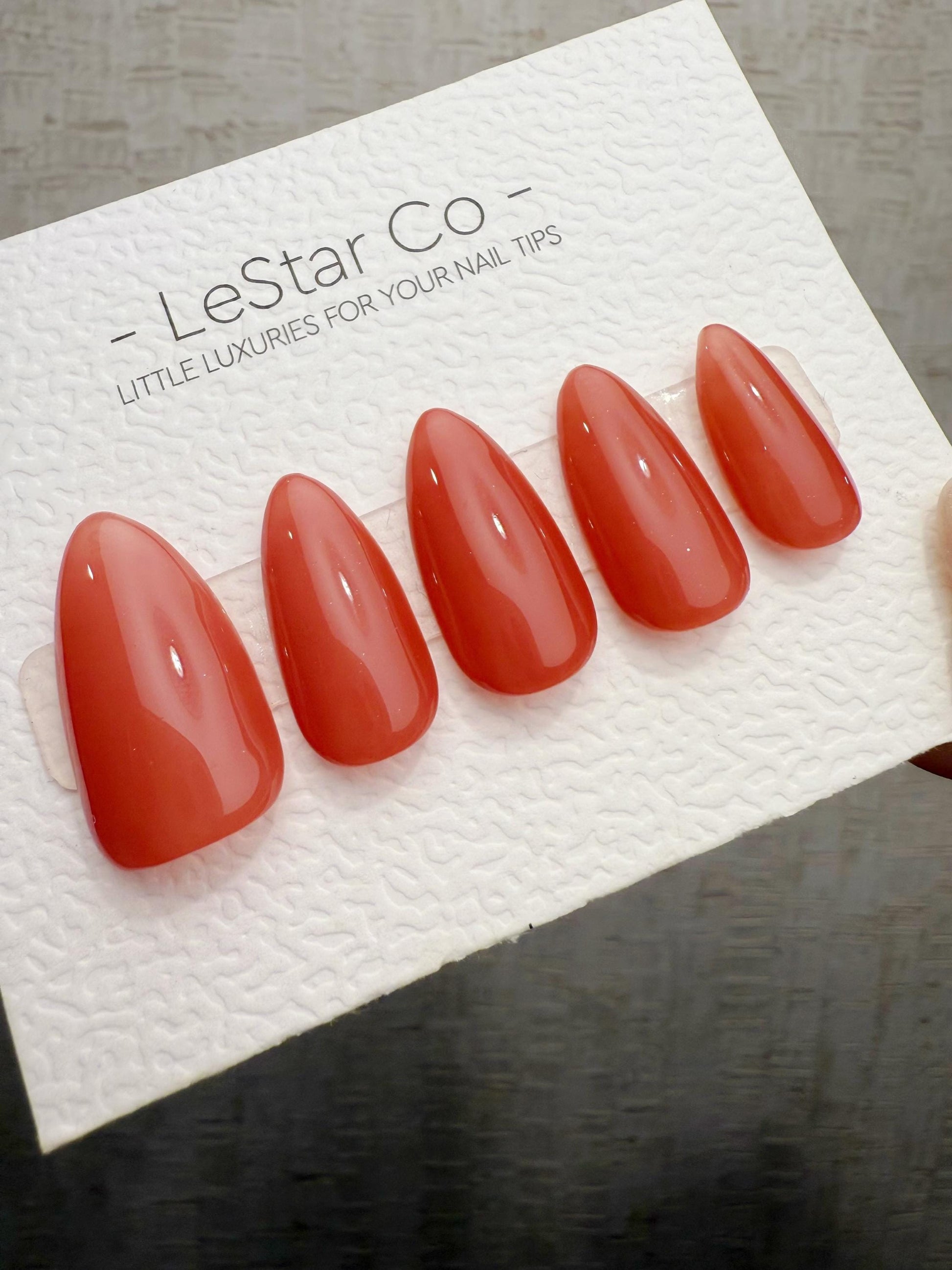 Handmade Press On Blood Orange Tint Gel Acrylic Nails 4for3 Timed Offer