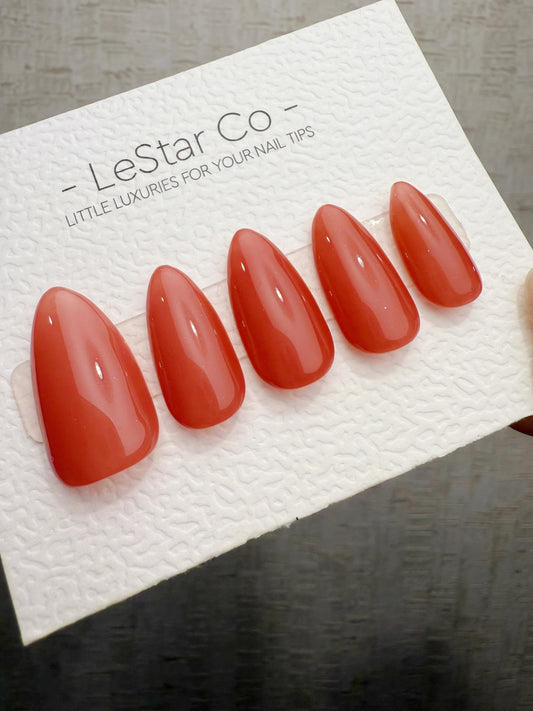 Handmade Press On Blood Orange Tint Gel Acrylic Nails 4for3 Timed Offer