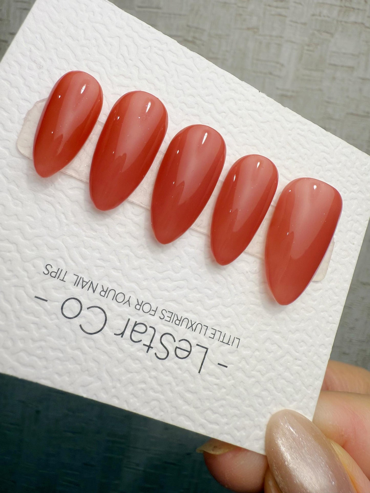 Handmade Press On Blood Orange Tint Gel Acrylic Nails 4for3 Timed Offer