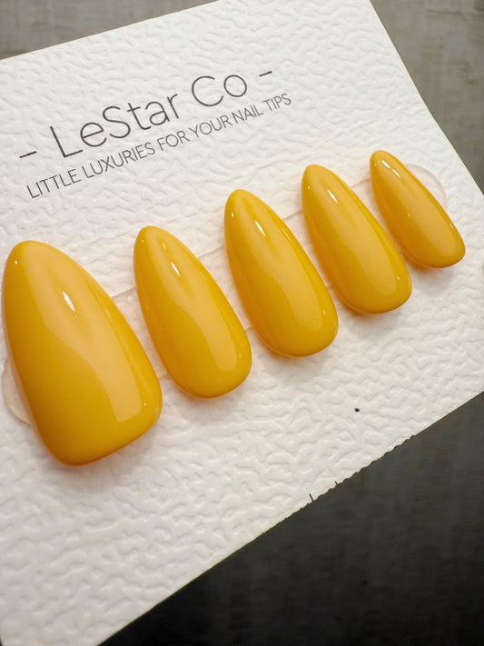 Handmade Press On Mango Glow Gel Acrylic Nails 4for3 Timed Offer