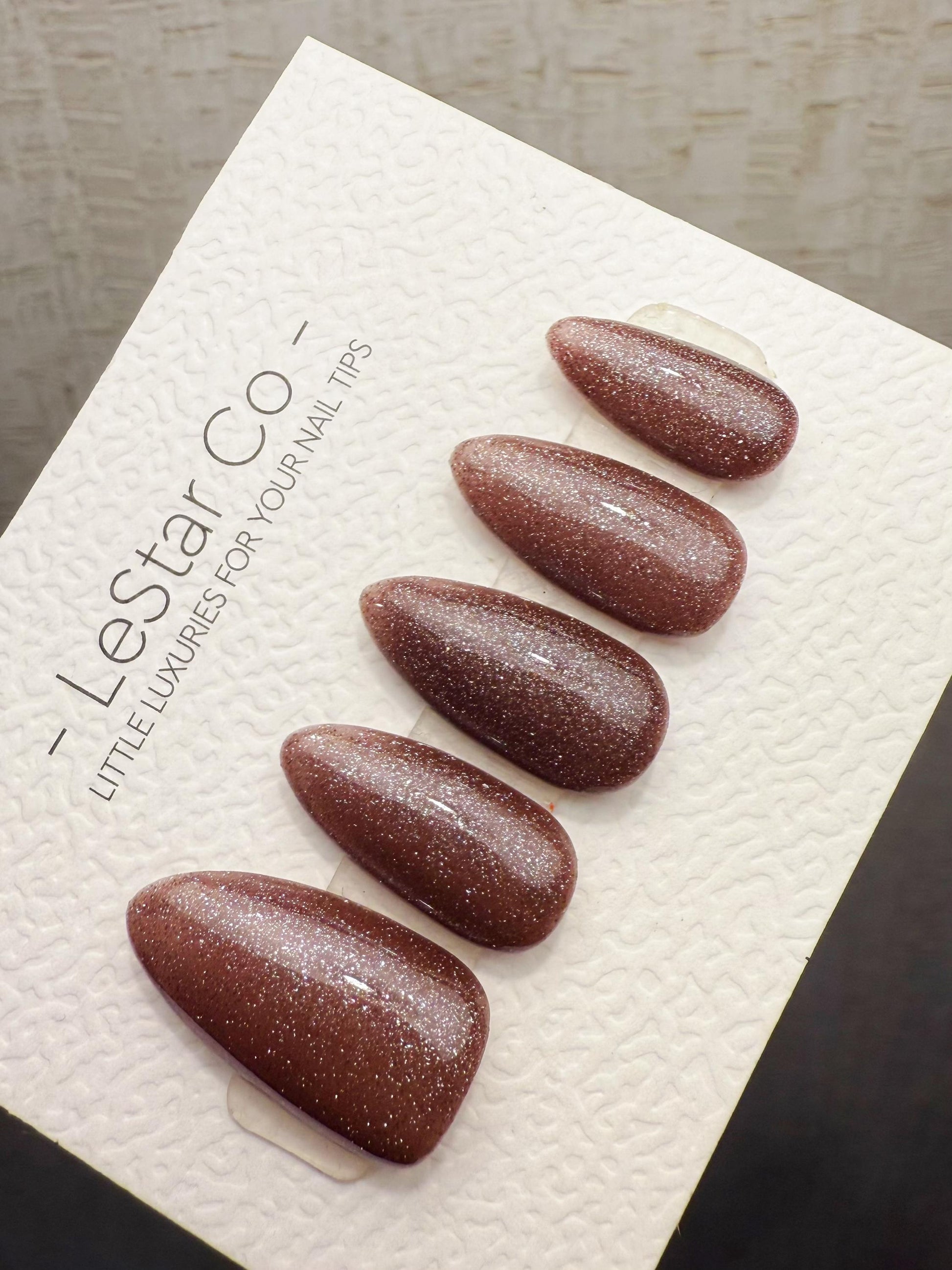 Handmade Press On Cocoa Glow Veil Gel Acrylic Nails 4for3 Timed Offer
