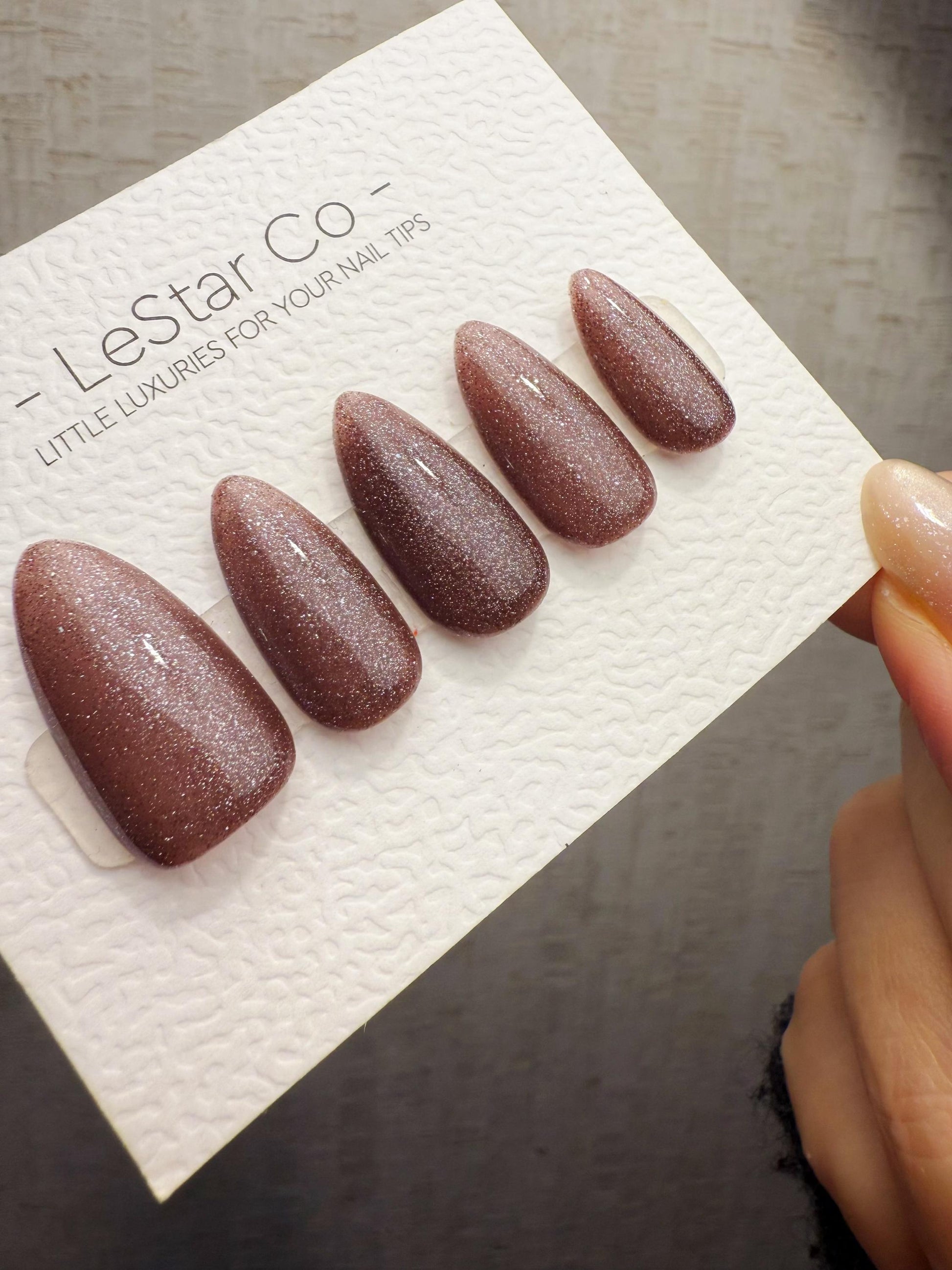 Handmade Press On Cocoa Glow Veil Gel Acrylic Nails 4for3 Timed Offer