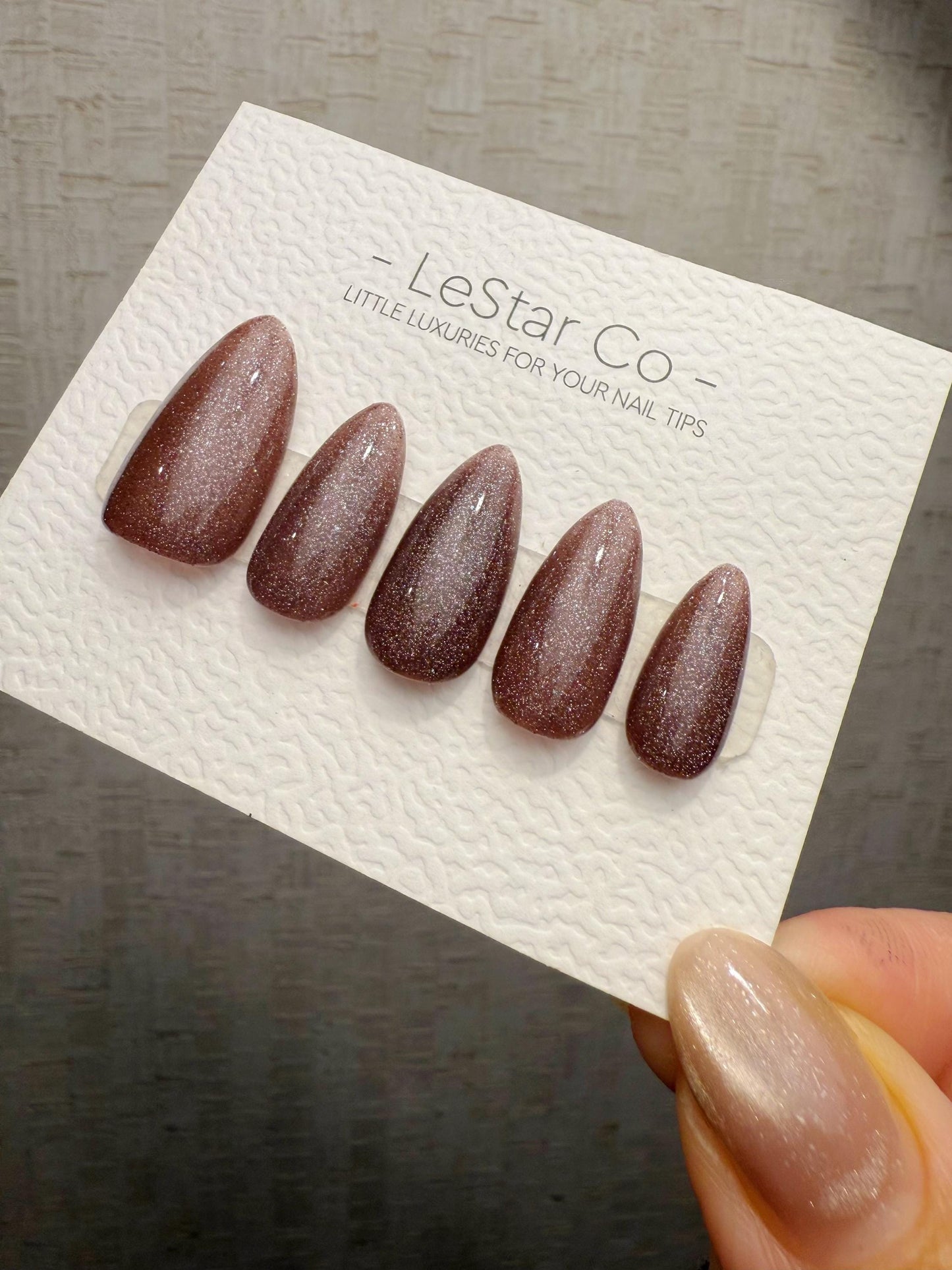 Handmade Press On Cocoa Glow Veil Gel Acrylic Nails 4for3 Timed Offer