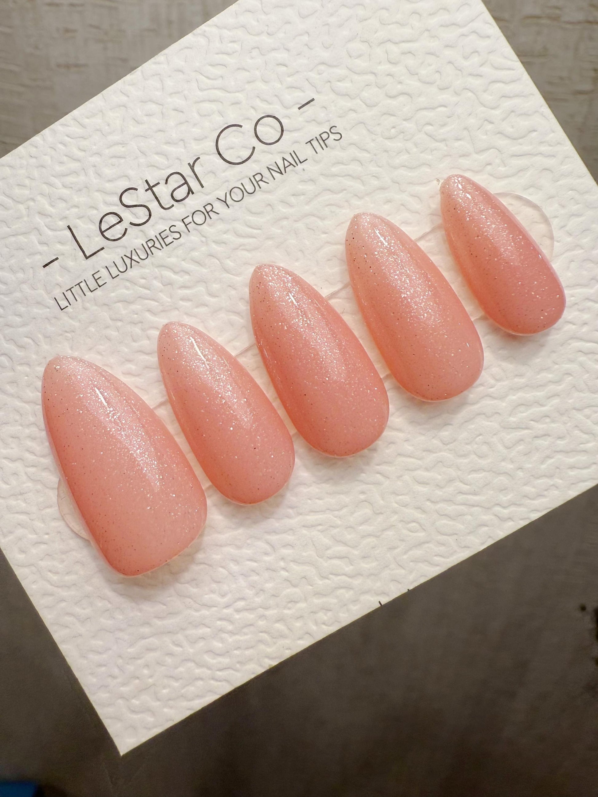 Handmade Press On Peach Milk Sparkle Gel Acrylic Nails 4for3 Timed Offer