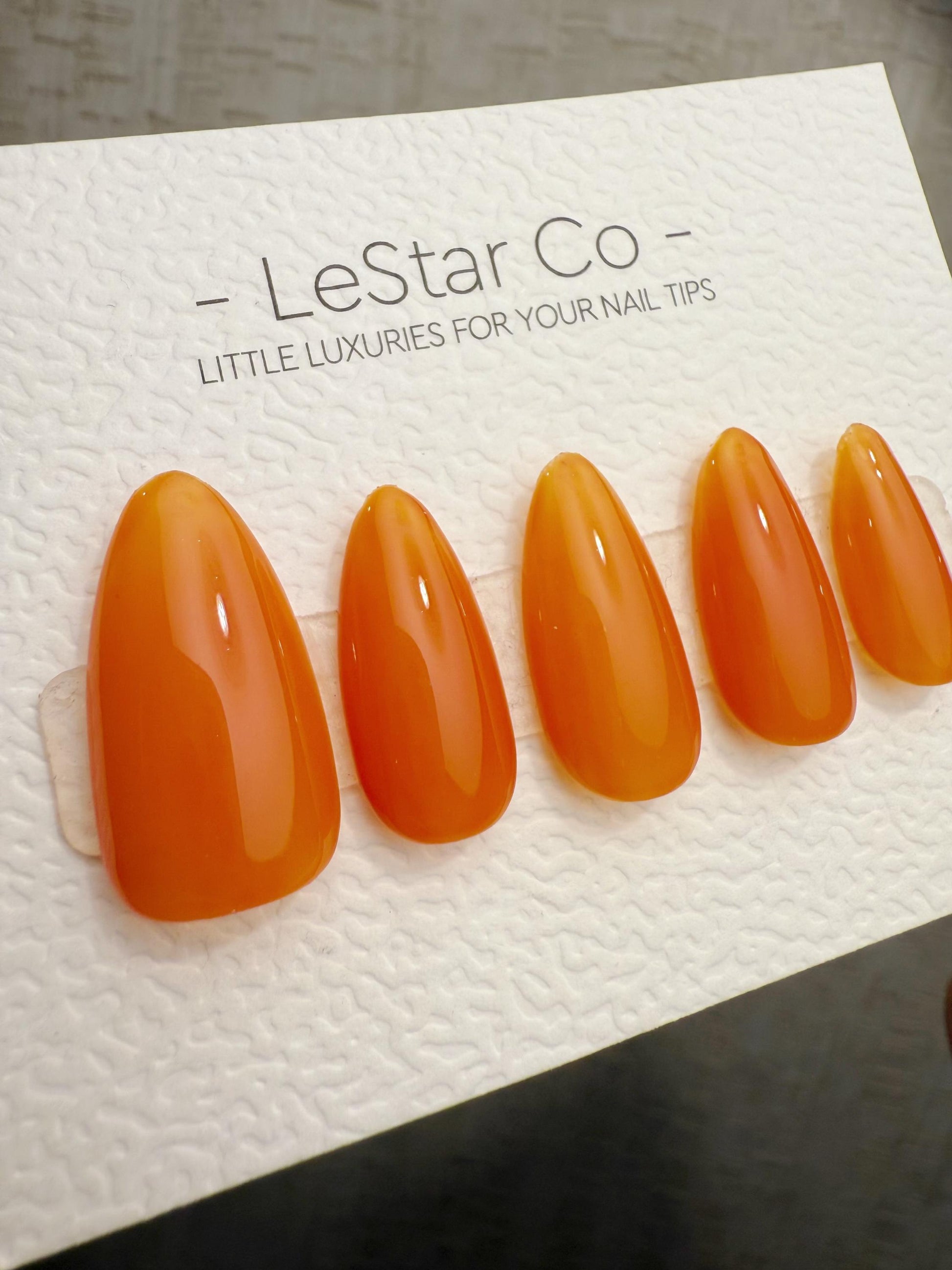 Handmade Press On Orange Sorbet Gel Acrylic Nails 4for3 Timed Offer