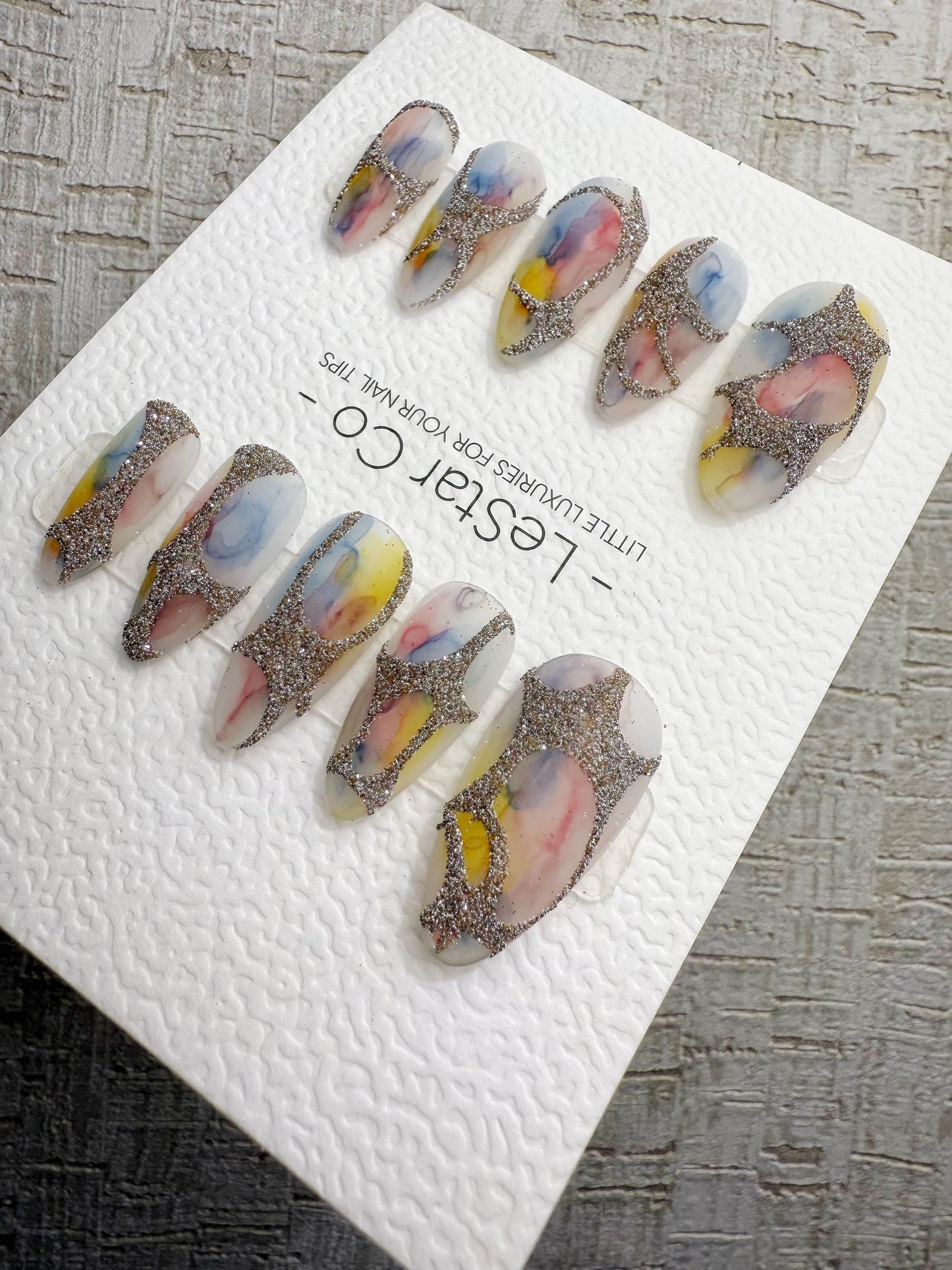Handmade Press On Golden Vein Water Color 4for3 Timed Offer