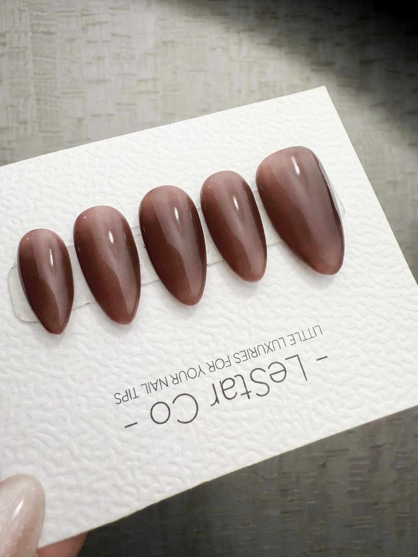Timed Offer 4 For 3) Handmade Press On Smoky Mocha Gel Acrylic Nails