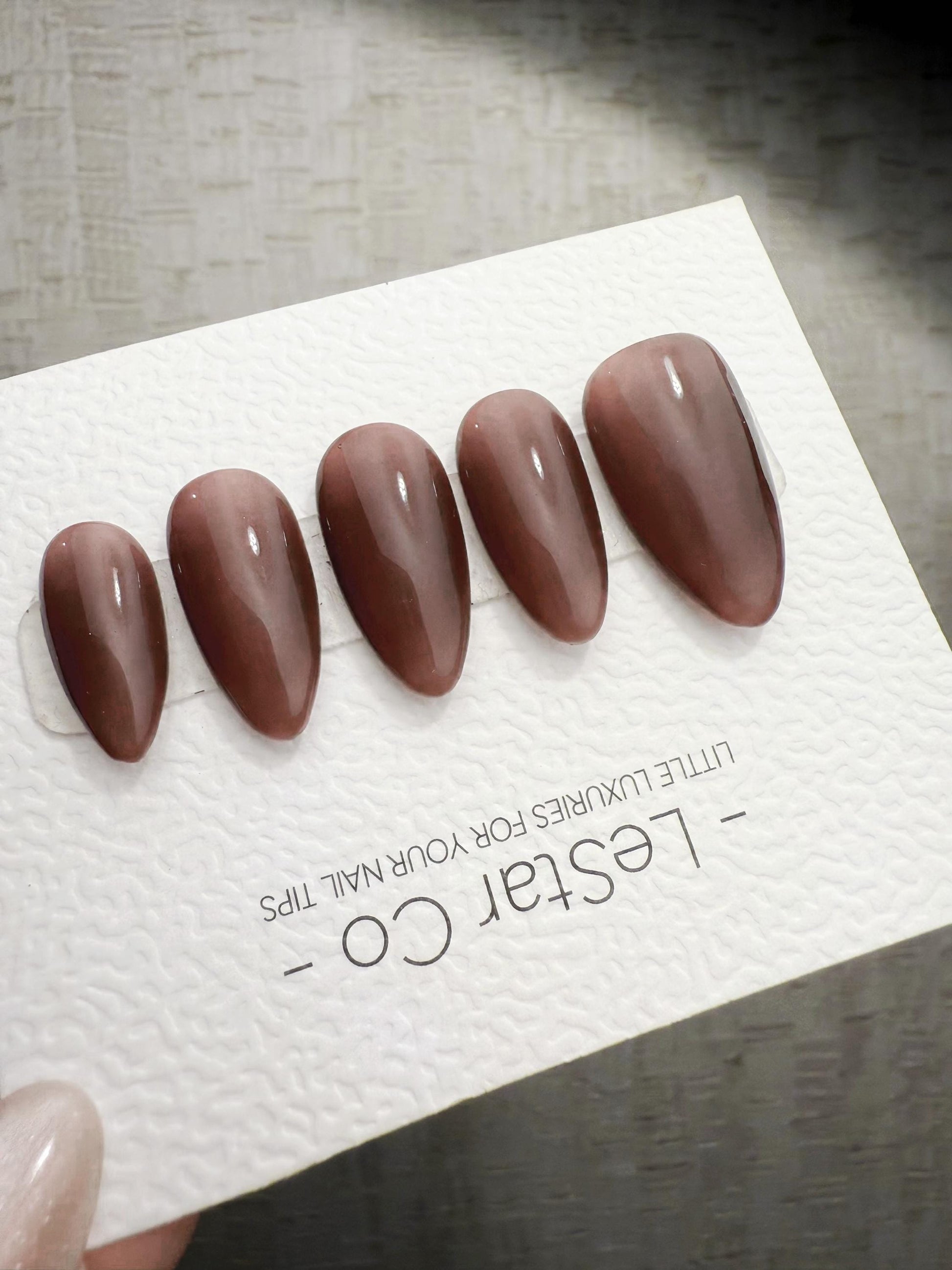 Timed Offer 4 For 3) Handmade Press On Smoky Mocha Gel Acrylic Nails