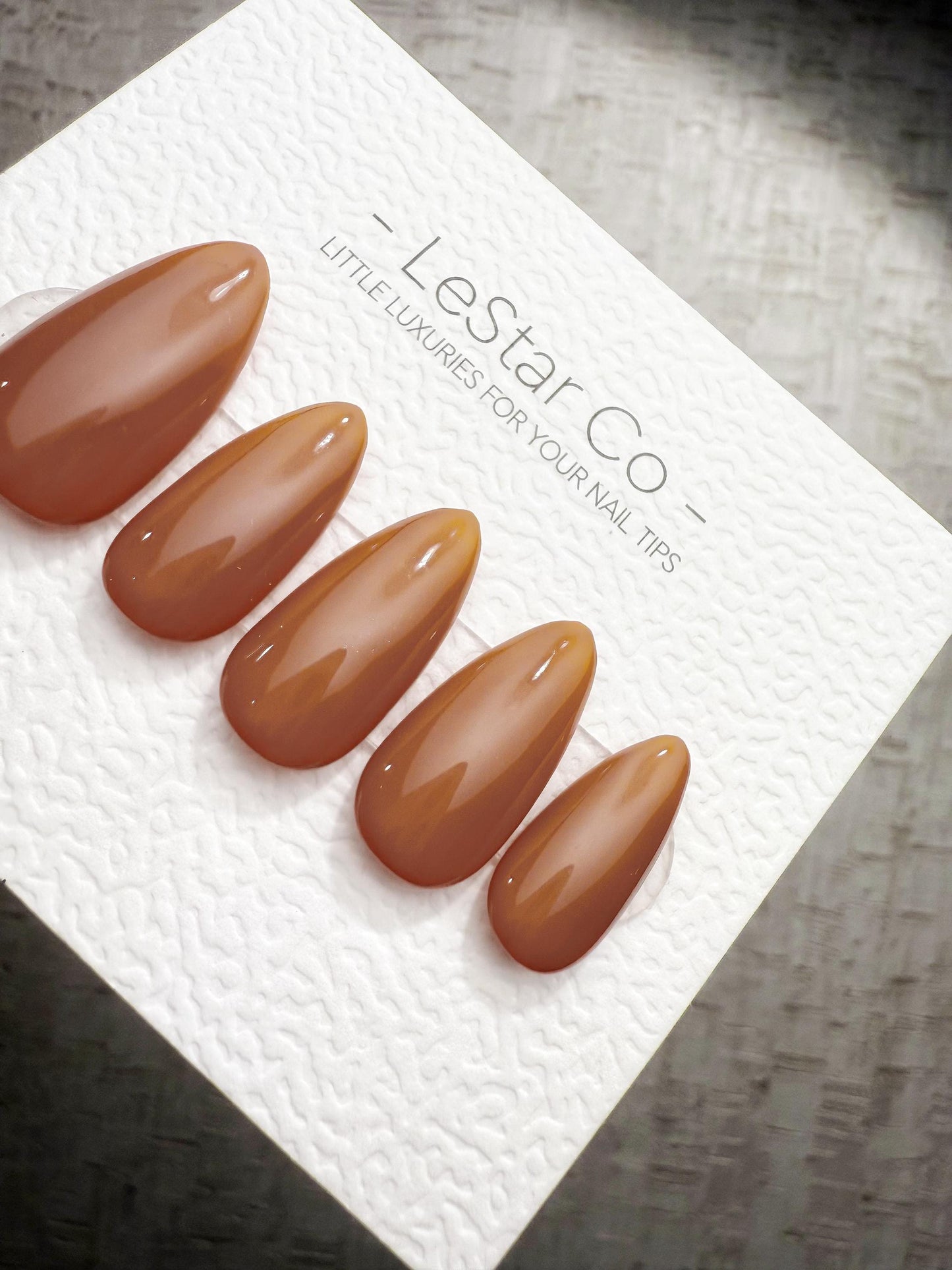 Timed Offer 4 For 3) Handmade Press On Caramel Latte Gel Acrylic Nails