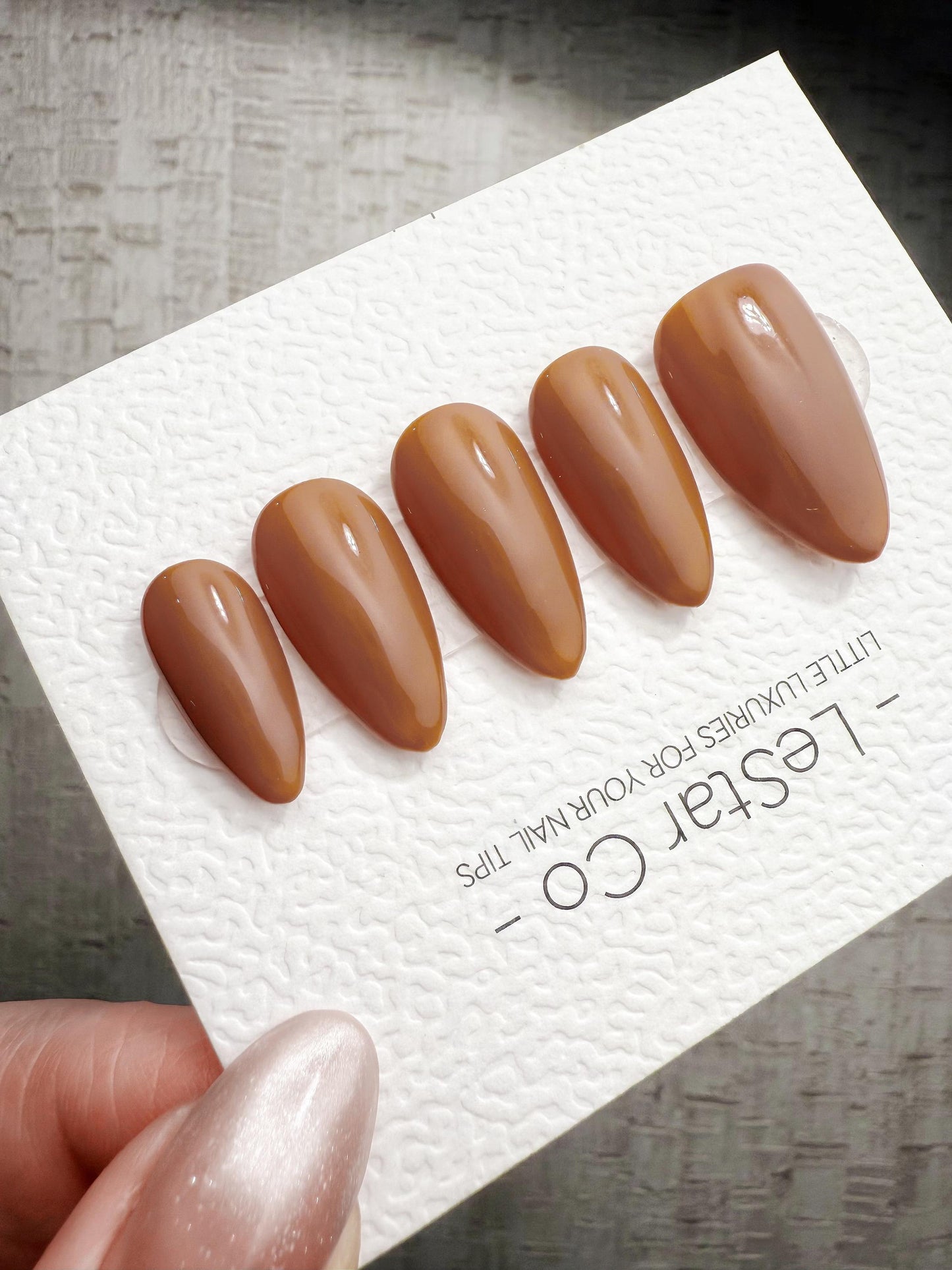 Timed Offer 4 For 3) Handmade Press On Caramel Latte Gel Acrylic Nails