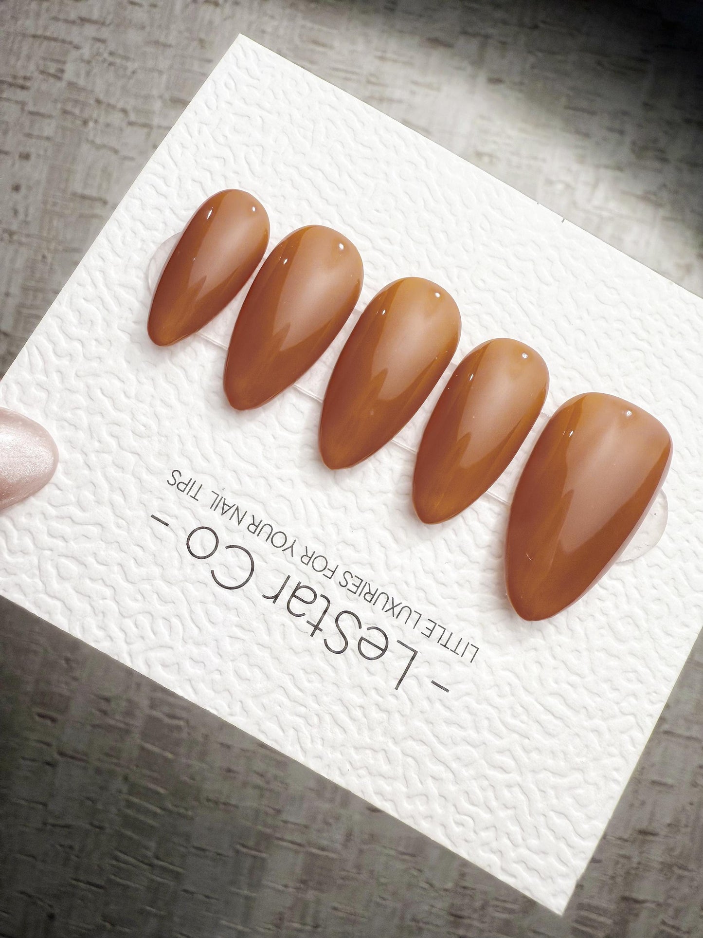 Timed Offer 4 For 3) Handmade Press On Caramel Latte Gel Acrylic Nails