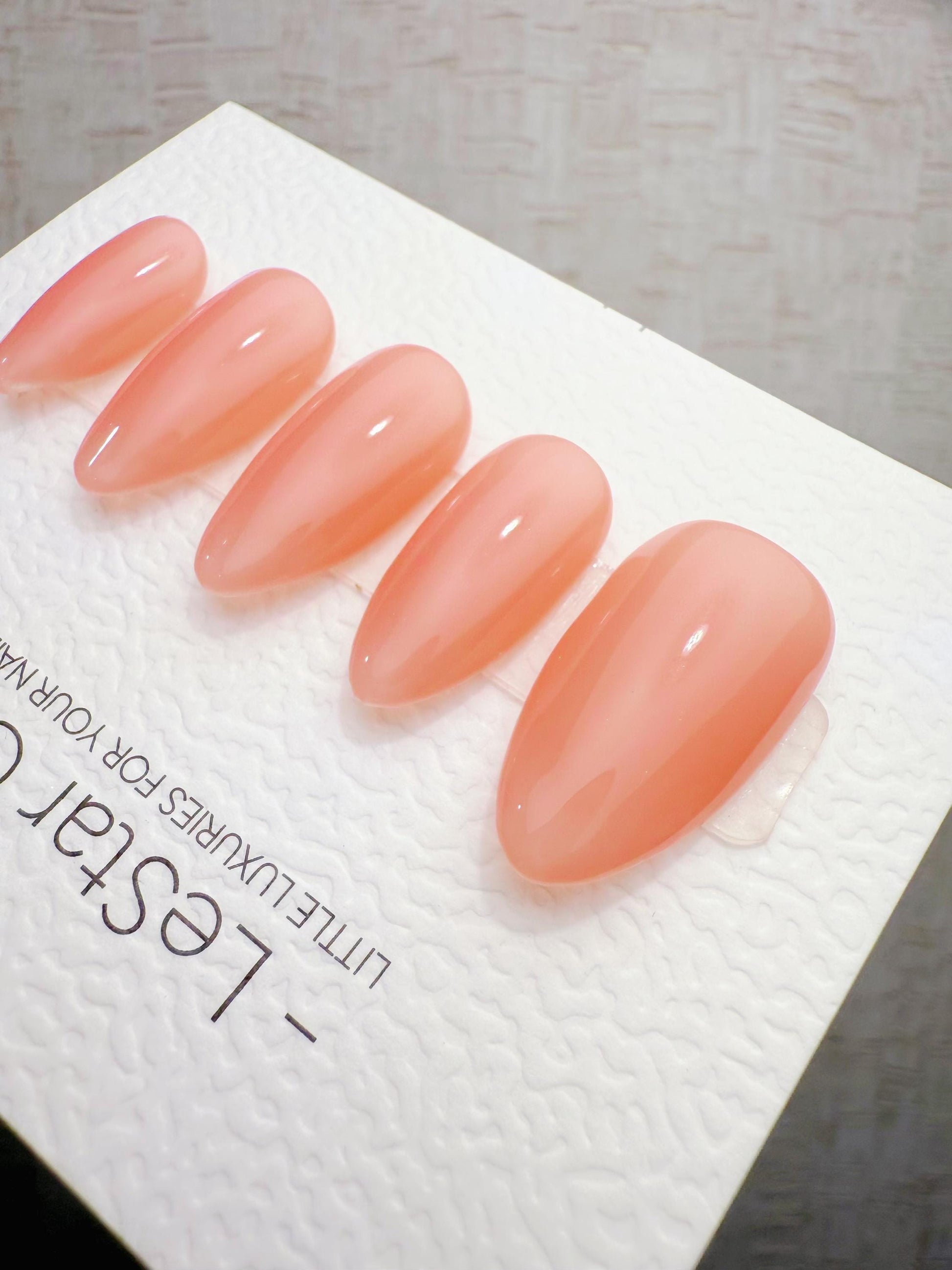 Timed Offer 4 For 3) Handmade Press On Coral Jelly Gel Acrylic Nails
