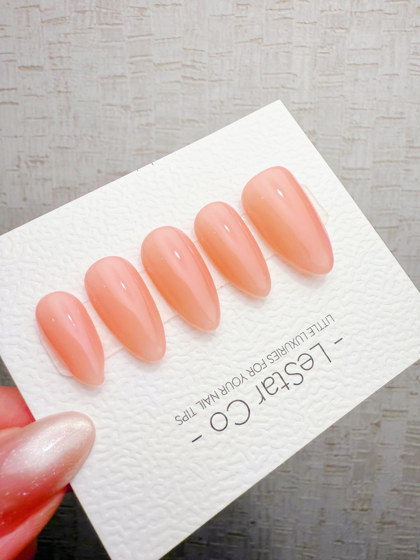 Timed Offer 4 For 3) Handmade Press On Coral Jelly Gel Acrylic Nails