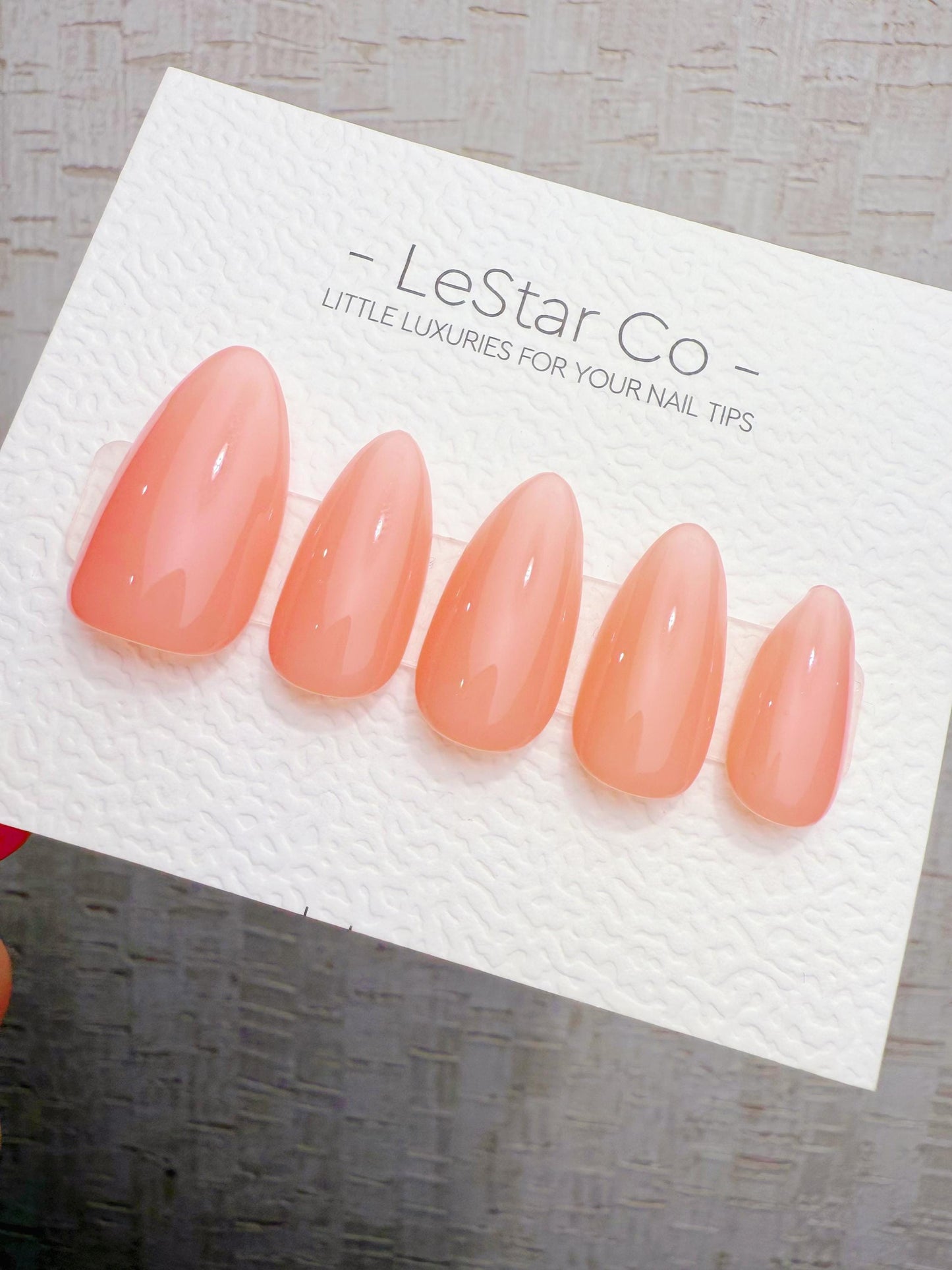 Timed Offer 4 For 3) Handmade Press On Coral Jelly Gel Acrylic Nails