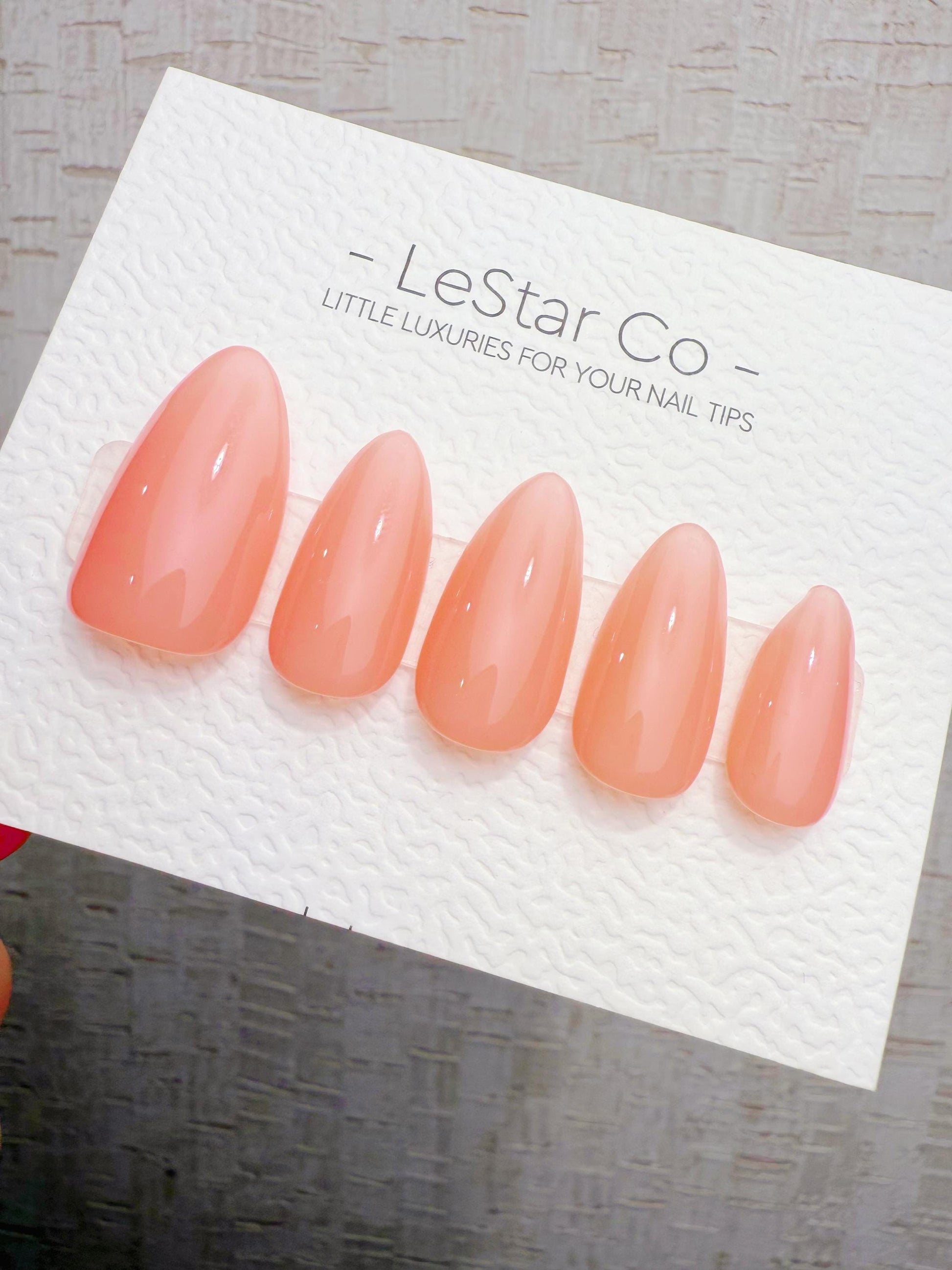 Timed Offer 4 For 3) Handmade Press On Coral Jelly Gel Acrylic Nails