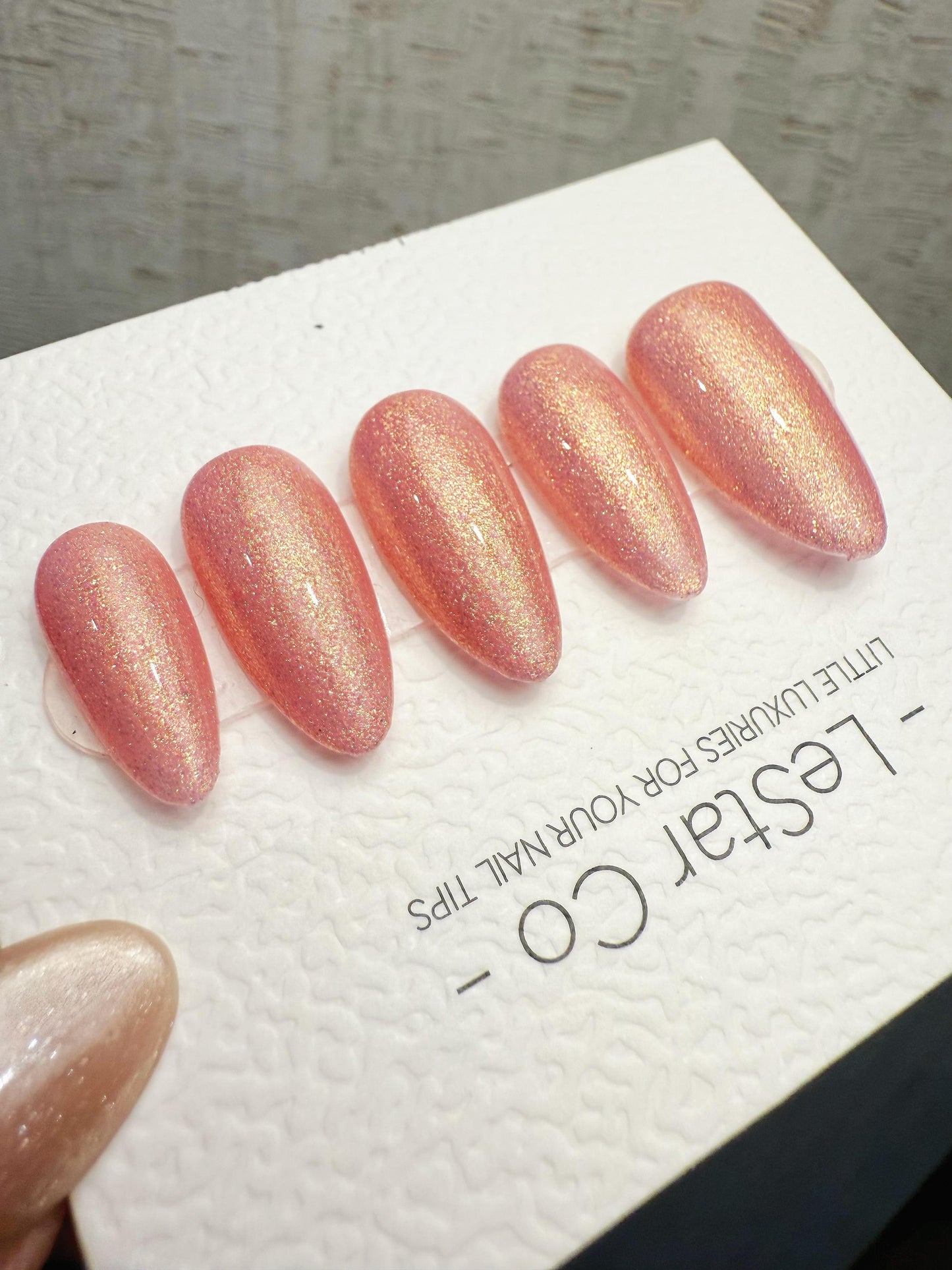 Timed Offer 4 For 3) Handmade Press On Golden Blush Gel Acrylic Nails