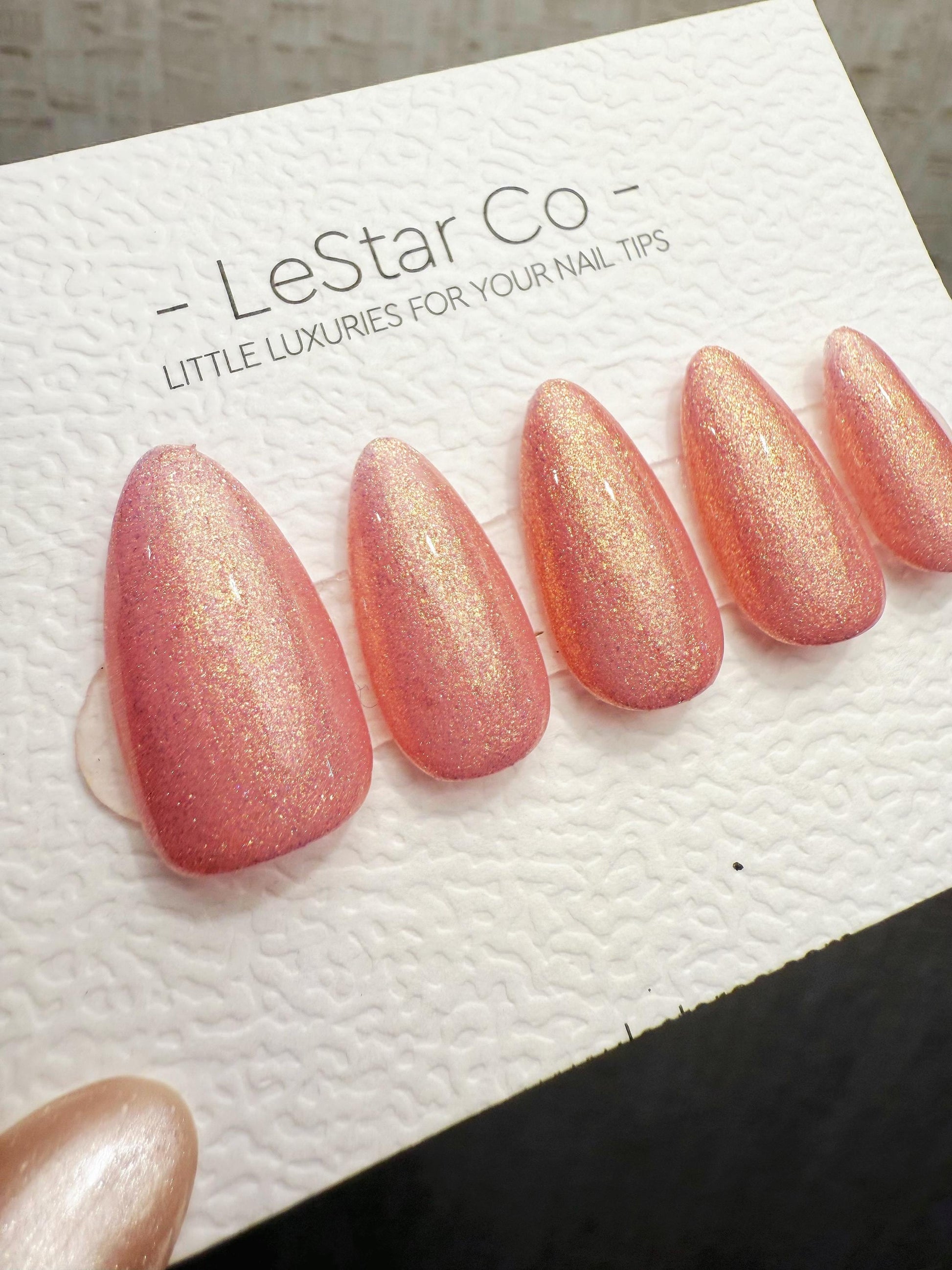 Timed Offer 4 For 3) Handmade Press On Golden Blush Gel Acrylic Nails