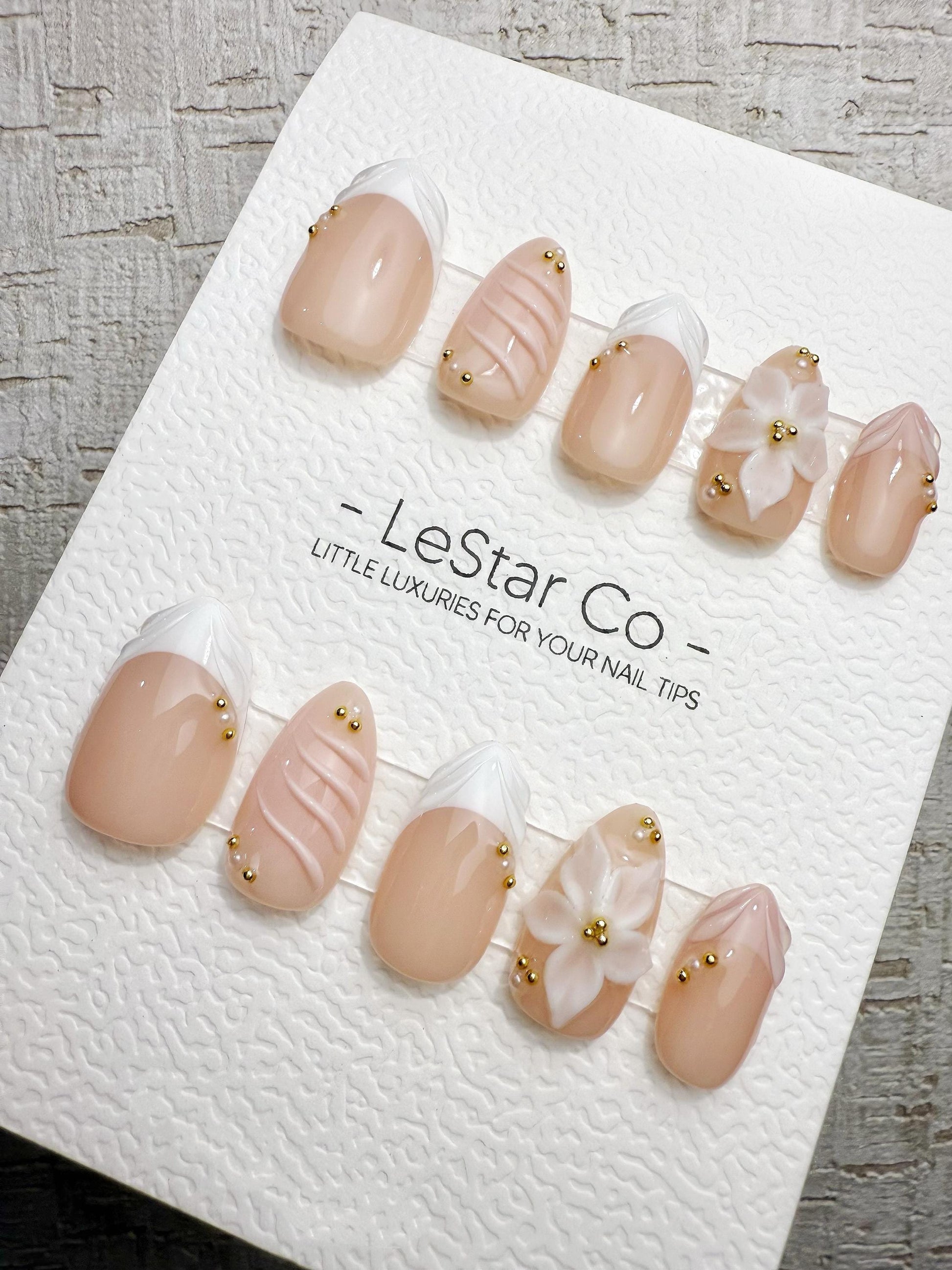Handmade Press On Blush Petal French Gel Acrylic Nails 4for3 Timed Offer