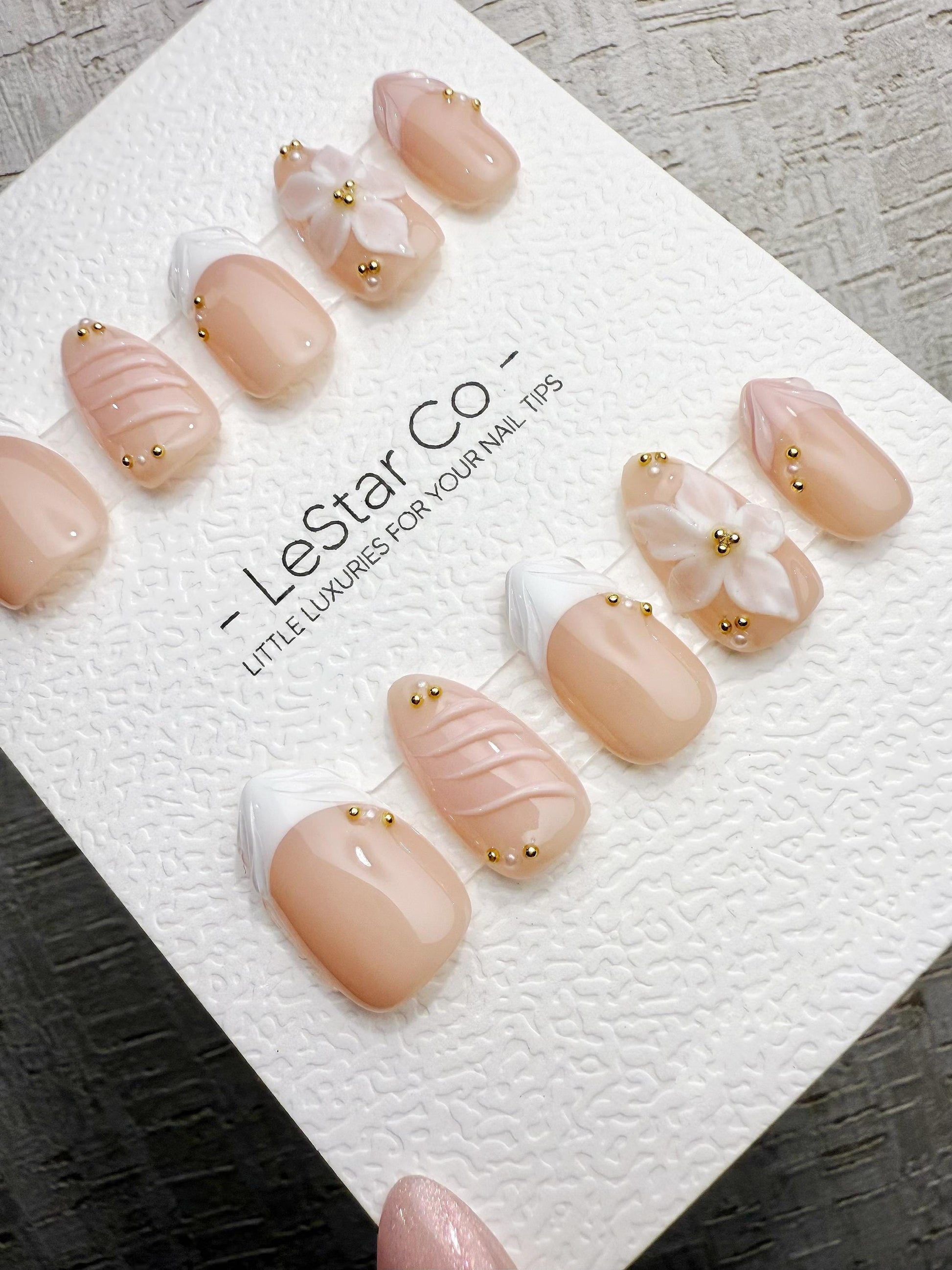 Handmade Press On Blush Petal French Gel Acrylic Nails 4for3 Timed Offer