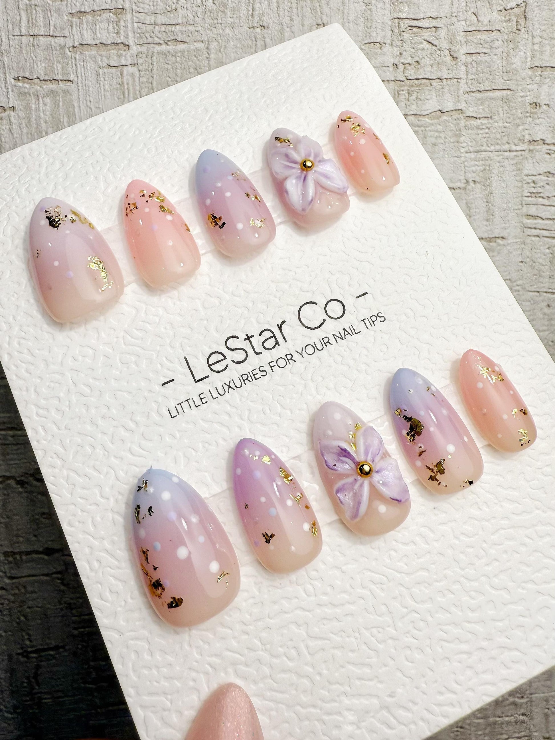 Handmade Press On Lavender Fairy Dust Gel Nails 4for3 Timed Offer