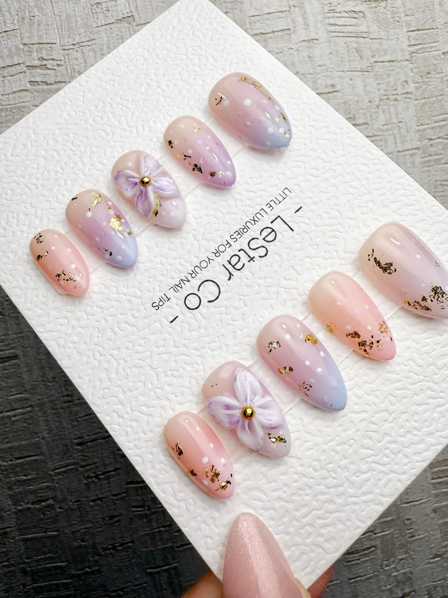 Handmade Press On Lavender Fairy Dust Gel Nails 4for3 Timed Offer