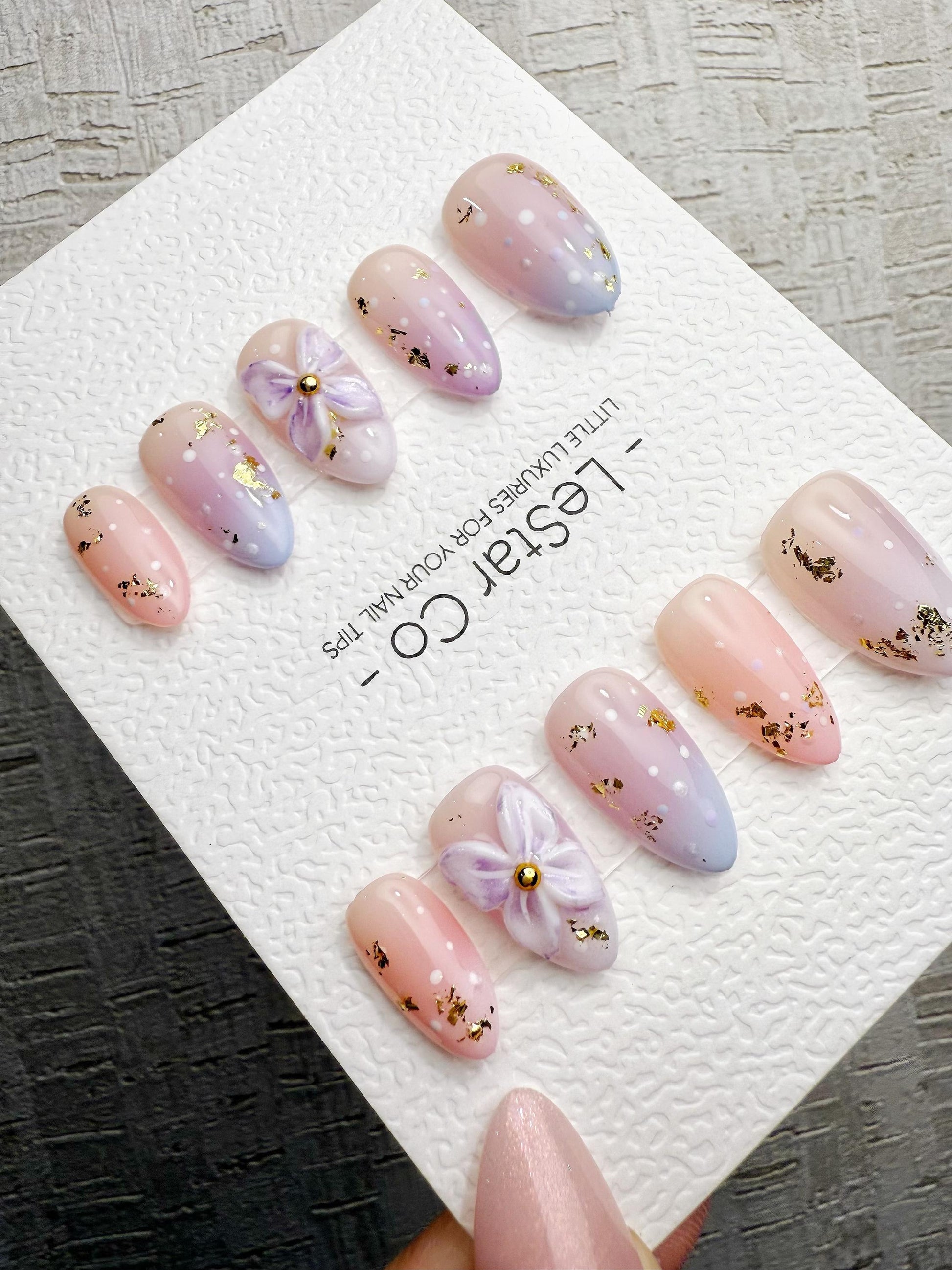 Handmade Press On Lavender Fairy Dust Gel Nails 4for3 Timed Offer