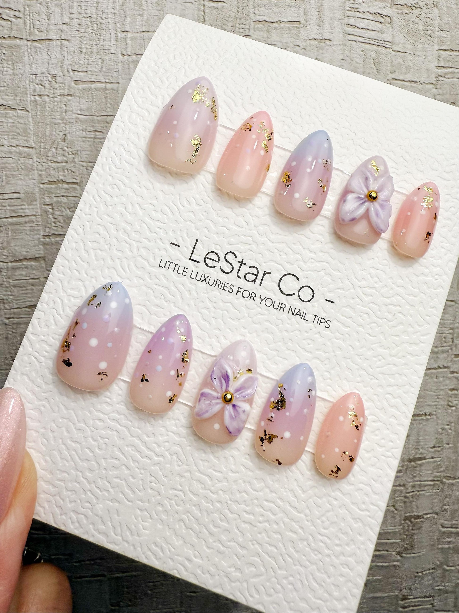 Handmade Press On Lavender Fairy Dust Gel Nails 4for3 Timed Offer