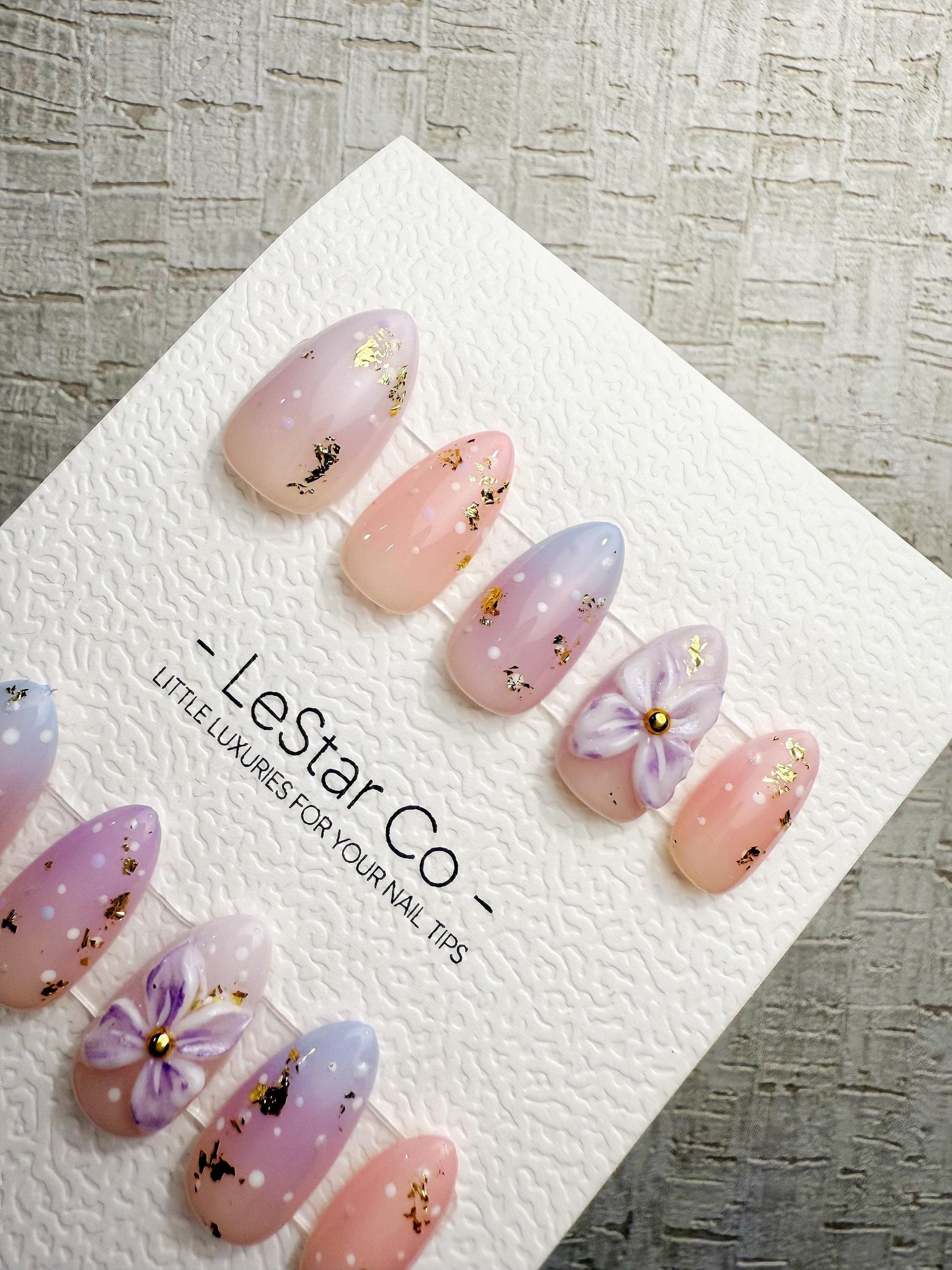 Handmade Press On Lavender Fairy Dust Gel Nails 4for3 Timed Offer