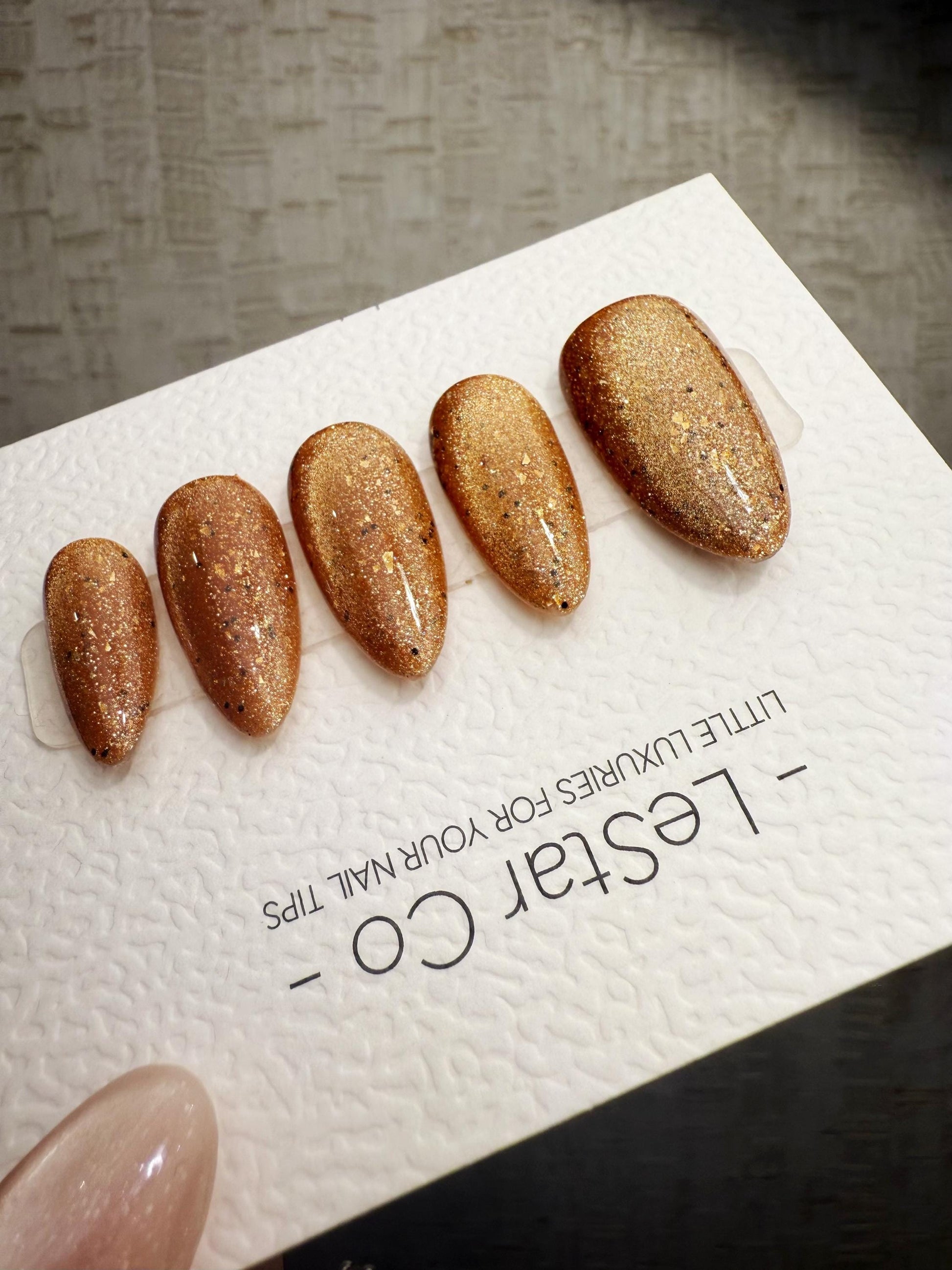 Handmade Golden Truffle Cat Eye Press On Nails Timed Offer 4for3
