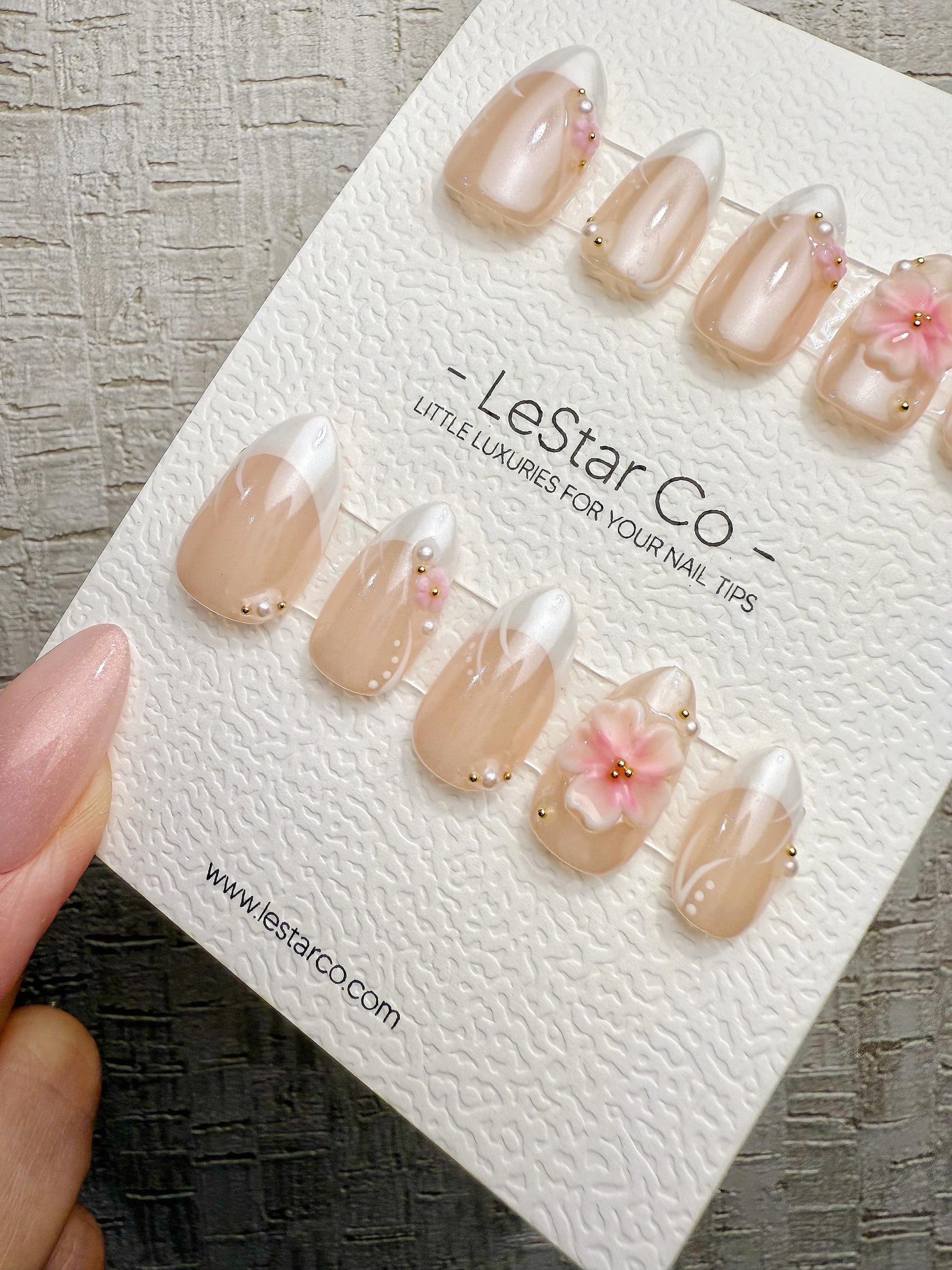 Handmade Press On Creamy Bloom Tips Gel Acrylic Nails 4for3 Timed Offer