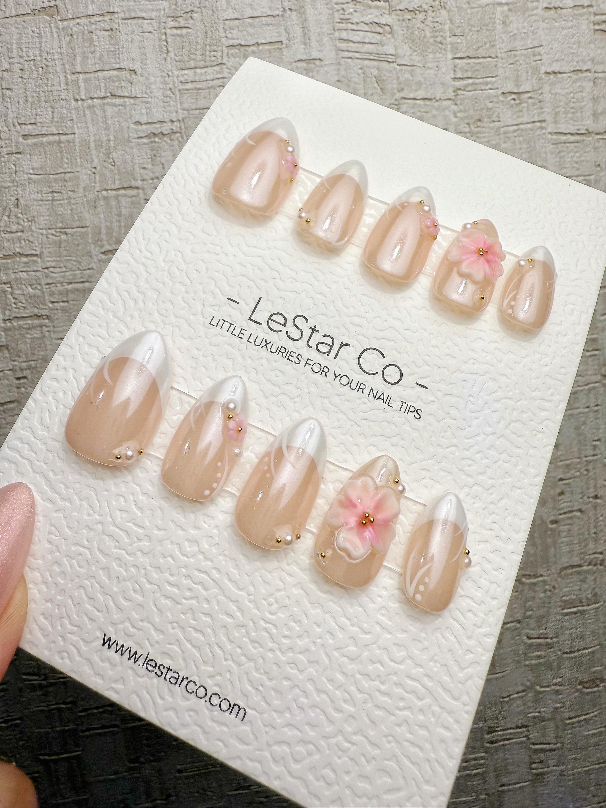Handmade Press On Creamy Bloom Tips Gel Acrylic Nails 4for3 Timed Offer