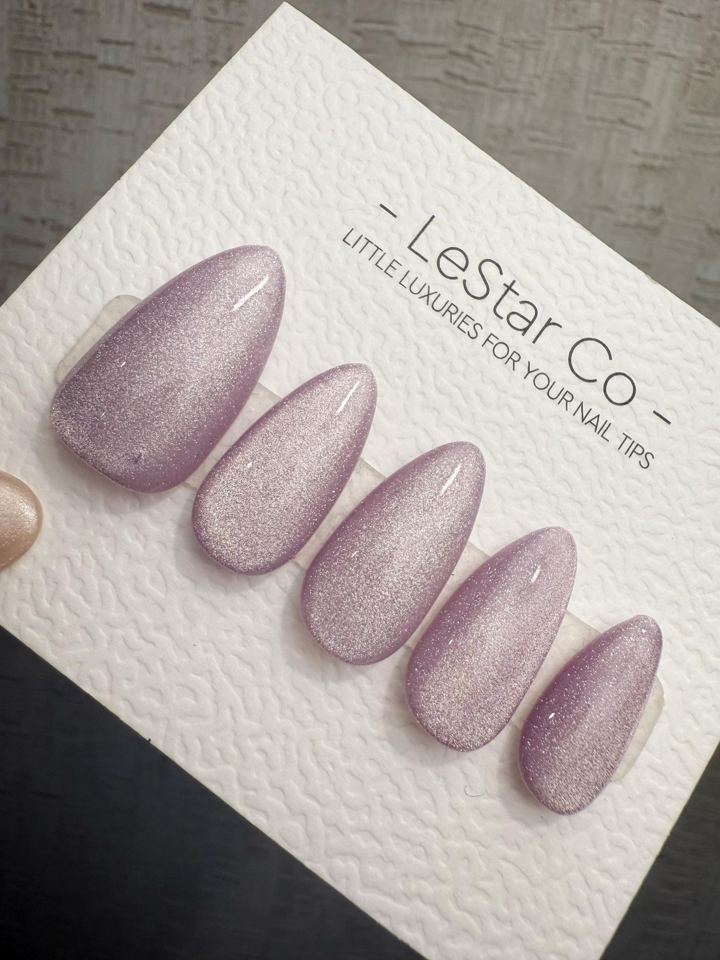 Timed Offer 4 For 3) Handmade Press On Stardust Lilac Gel Acrylic Nails