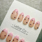 Handmade Press On Blush Gem French Gel Acrylic Nails 4for3 Timed Offer