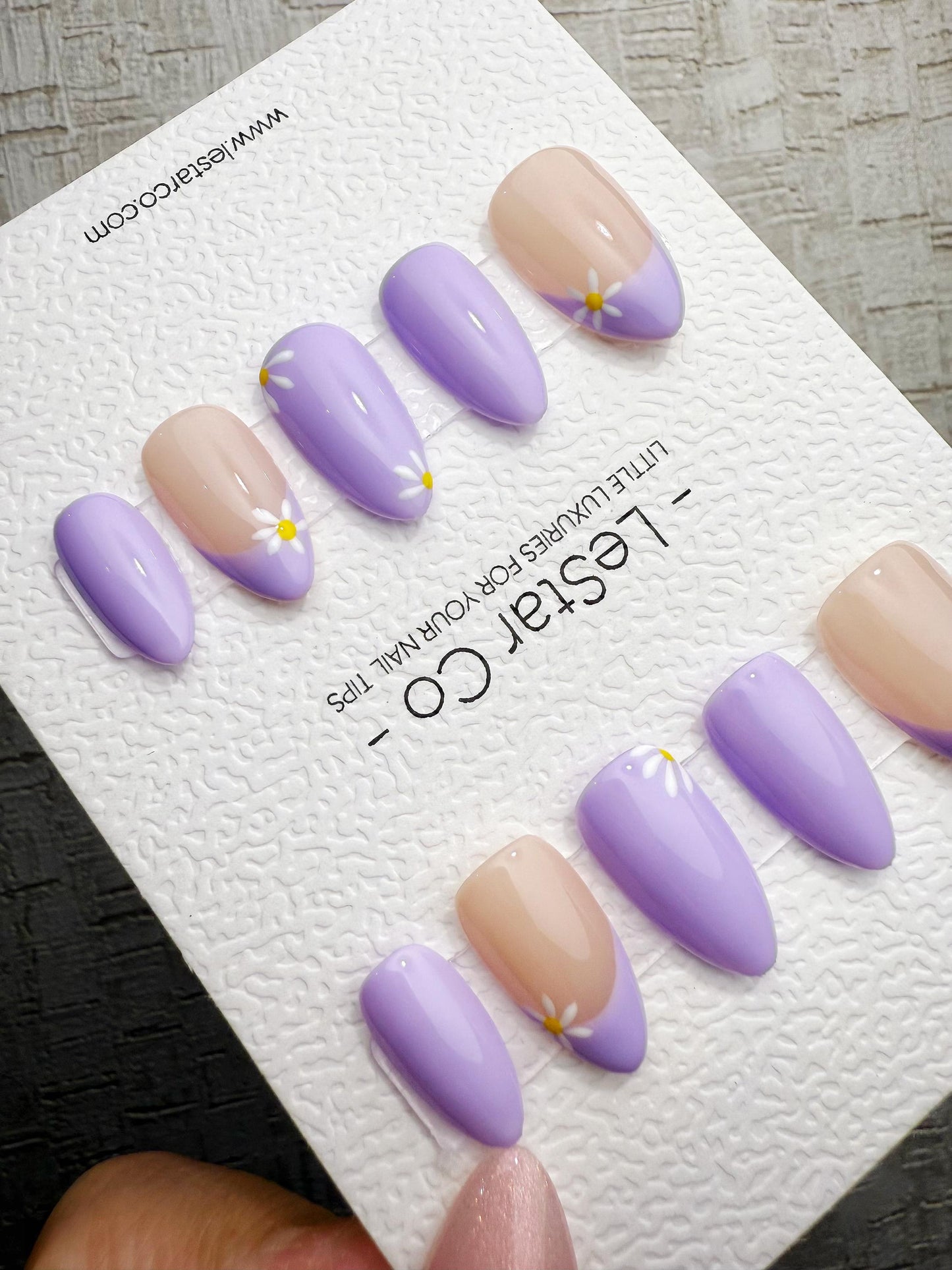 Handmade Press On Soft Purple Petals Gel Acrylic Nails 4for3 Timed Offer