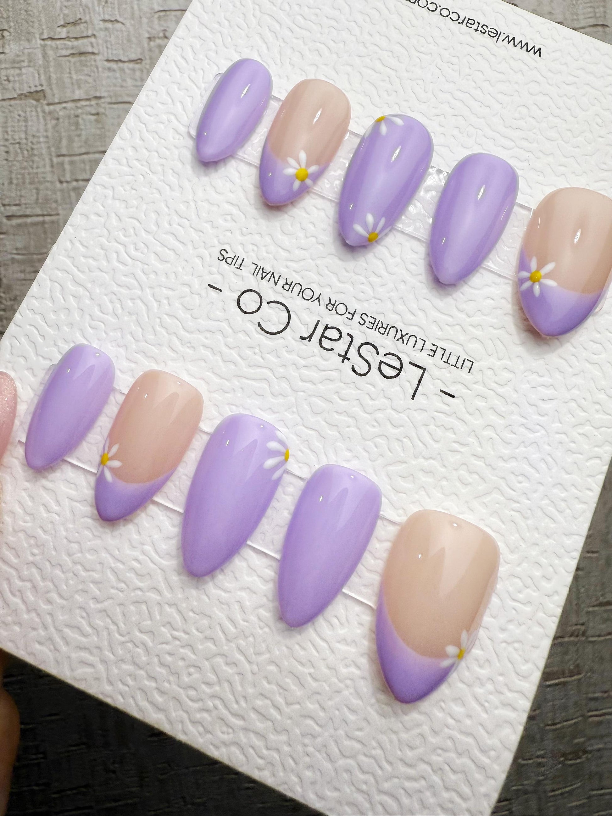 Handmade Press On Soft Purple Petals Gel Acrylic Nails 4for3 Timed Offer