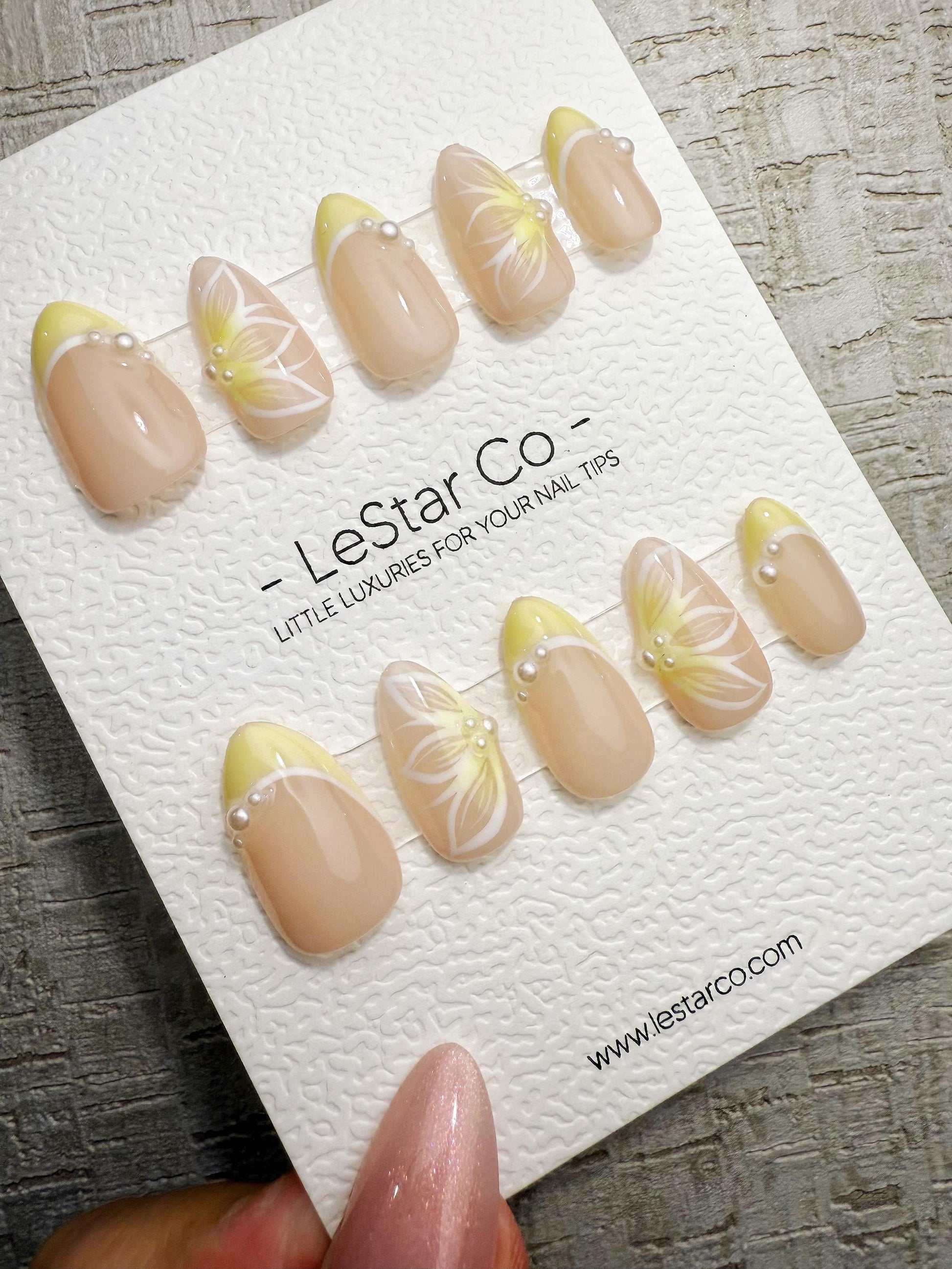 Handmade Press On Soft Yellow Petal French Gel Acrylic Nails 4for3 Timed Offer