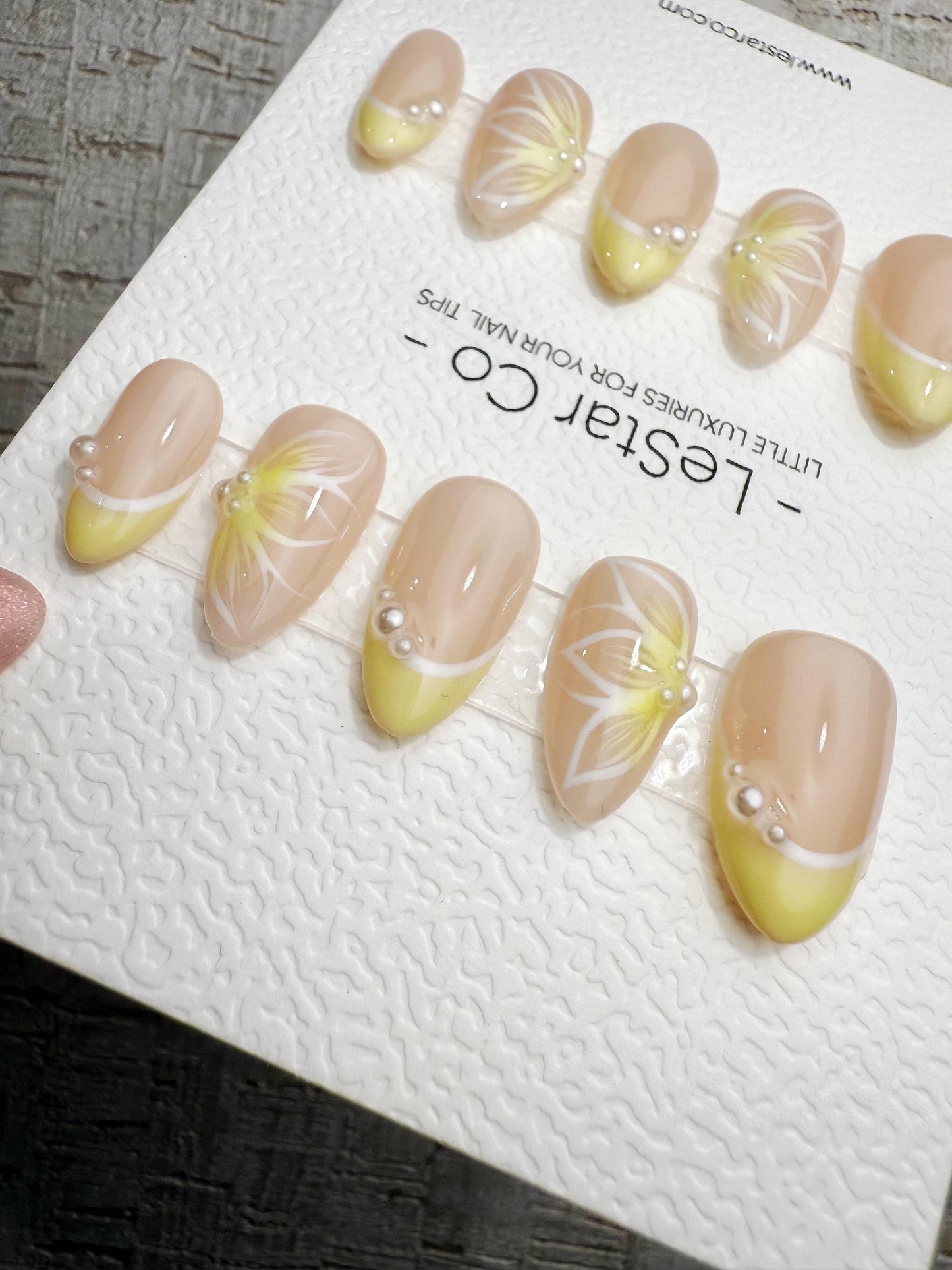 Handmade Press On Soft Yellow Petal French Gel Acrylic Nails 4for3 Timed Offer