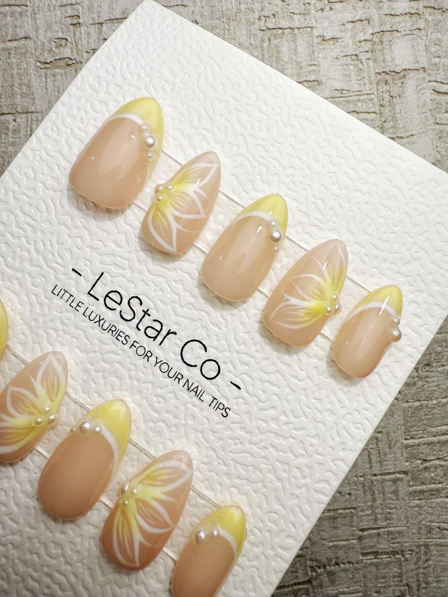 Handmade Press On Soft Yellow Petal French Gel Acrylic Nails 4for3 Timed Offer