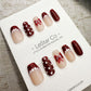 Handmade Press On Burgundy Polka French Gel Acrylic Nails 4for3 Timed Offer