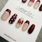 Handmade Press On Burgundy Polka French Gel Acrylic Nails 4for3 Timed Offer