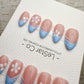 Handmade Press On Blue Blossom French Gel Acrylic Nails 4for3 Timed Offer
