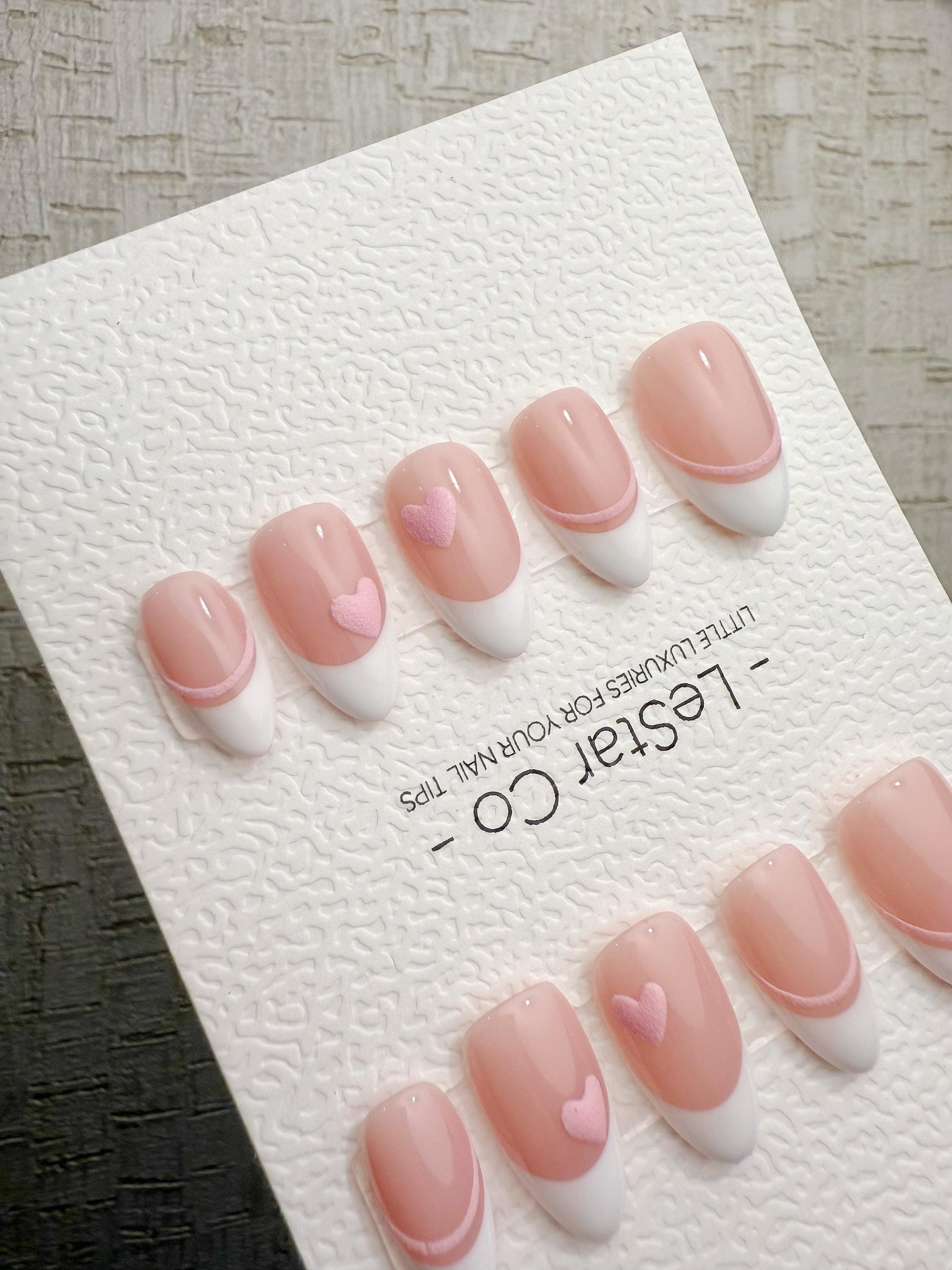 Handmade Press On Sweetheart French Tips Gel Acrylic Nails 4for3 Timed Offer