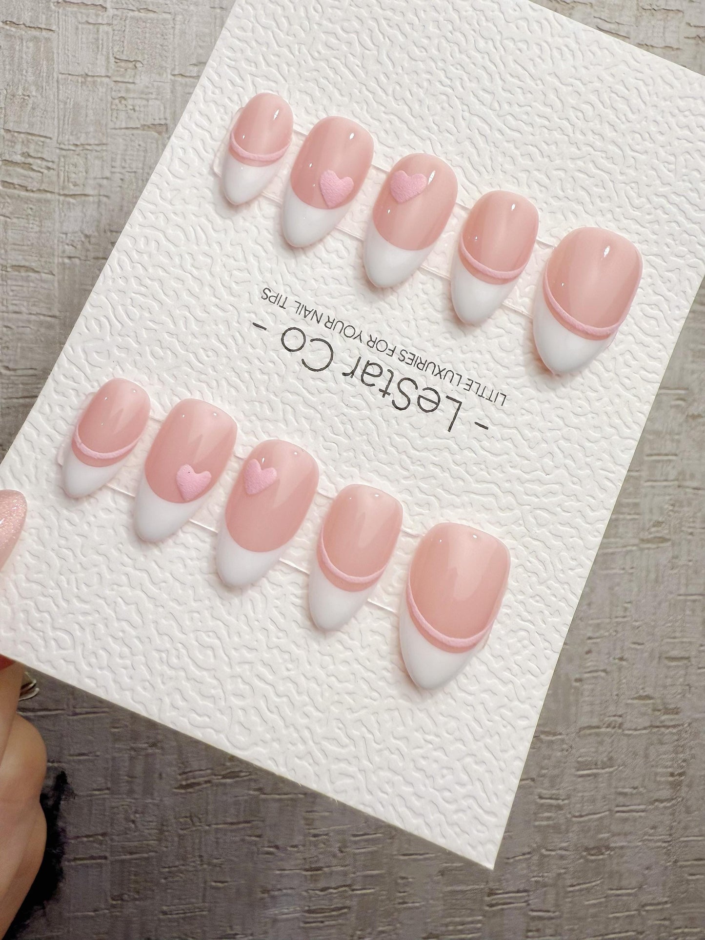 Handmade Press On Sweetheart French Tips Gel Acrylic Nails 4for3 Timed Offer