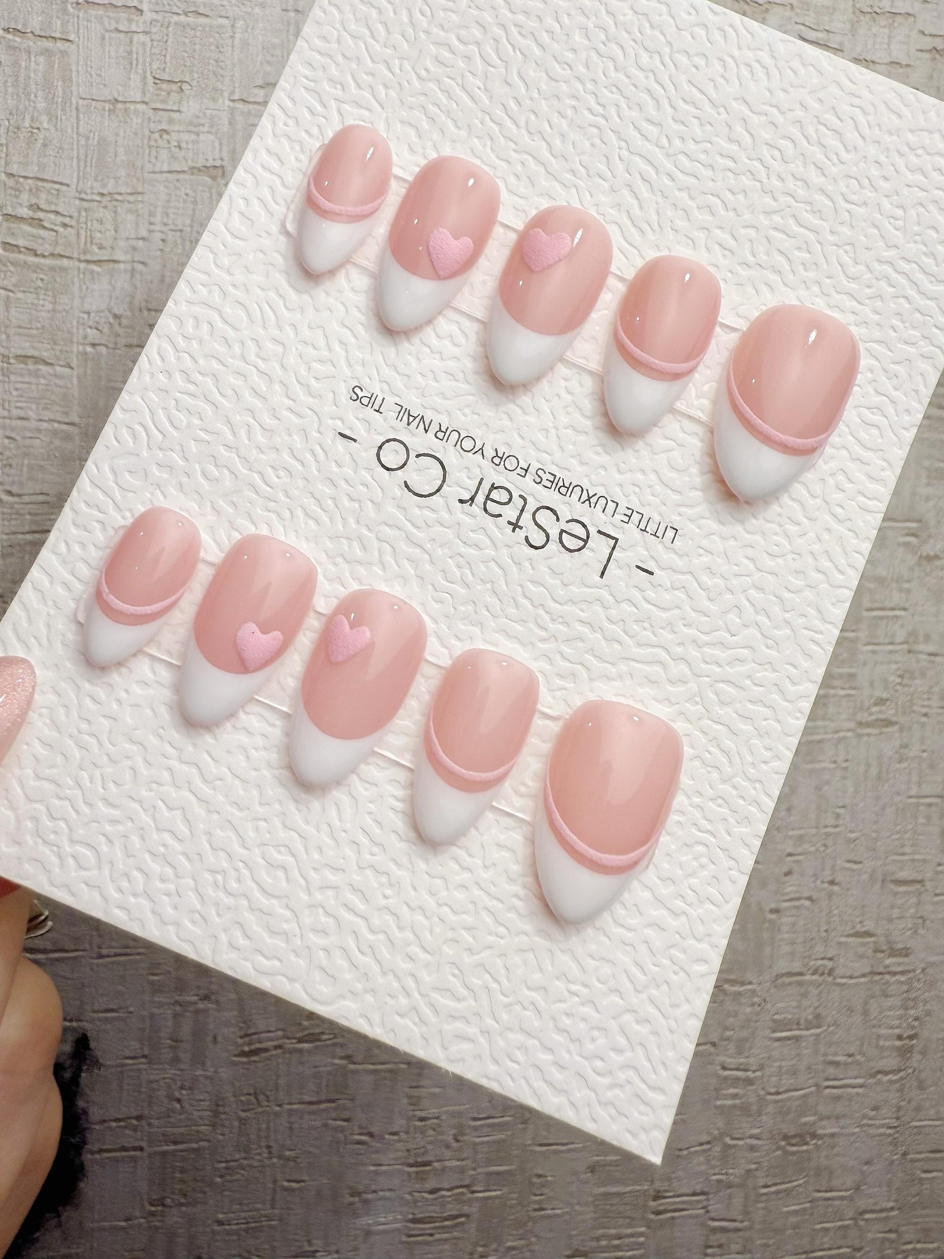 Handmade Press On Sweetheart French Tips Gel Acrylic Nails 4for3 Timed Offer